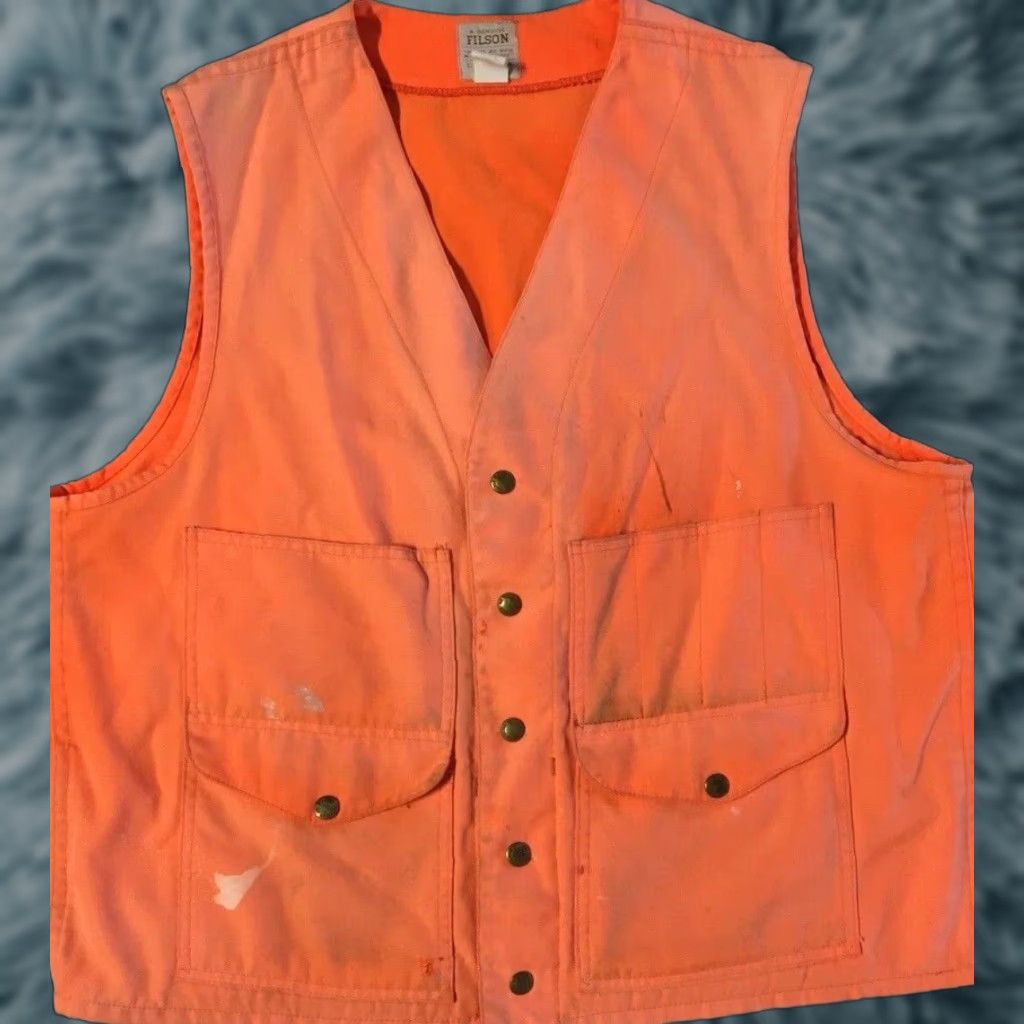 Filson VINTAGE Filson Faded Distress Vest 44 USA Army Punk Jacket Men 44 Orange Grunge 90s Biker Motorcycle USA Camouflage? Size US S / EU 44-46 / 1 - 1 Thumbnail