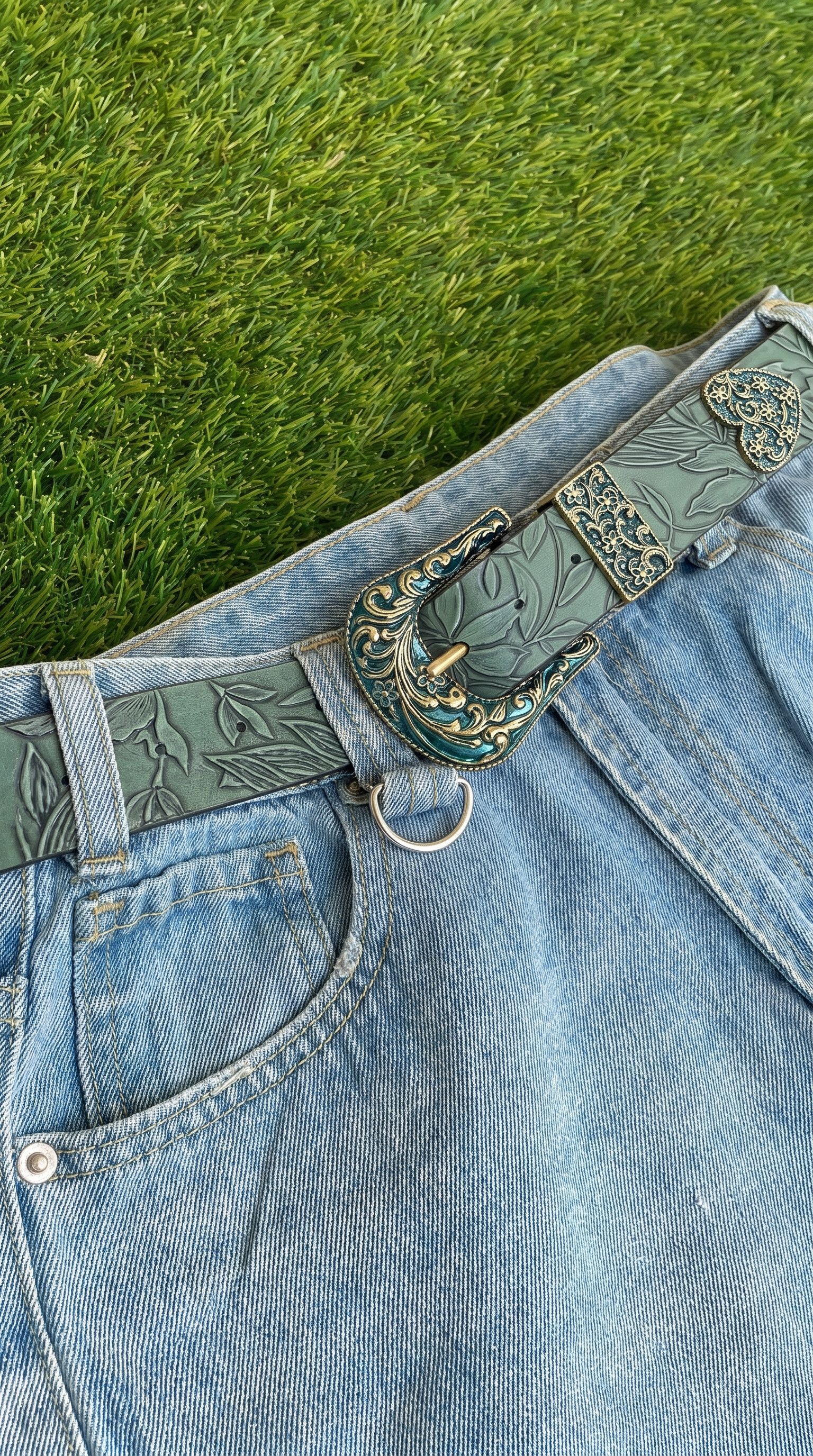 Other Emerald Green Western Belt Size ONE SIZE - 2 Thumbnail