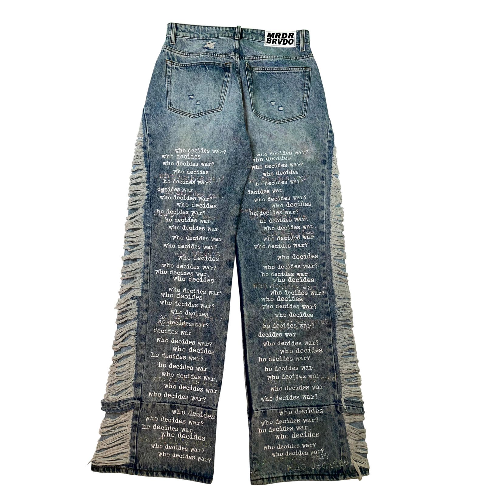 Who Decides War WDW Ultra Flare Scripture Light Wash Denim Jeans Size US 32 / EU 48 - 2 Thumbnail