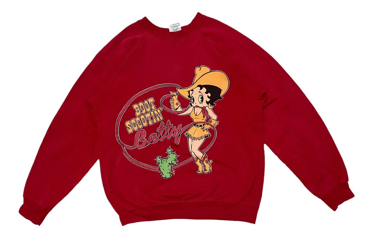 Vintage 1993 BETTY BOOP COWBOY MIRROR PRINT SWEATSHIRT RARE DESIGN Size US M / EU 48-50 / 2 - 2 Thumbnail