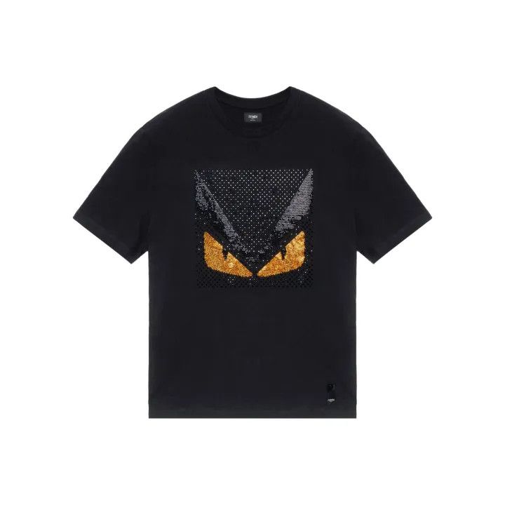Fendi Fendi Black Monster Eyes Embroidered T-shirt 0079 Size US L / EU 52-54 / 3 - 1 Thumbnail