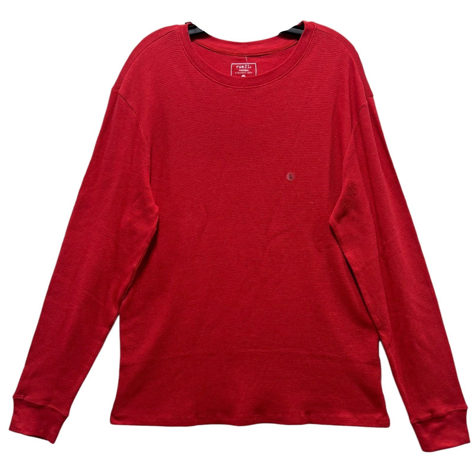 rue21 Rue 21 - Men's Waffle Knit Henley Athletic Top - Red - Large Size US L / EU 52-54 / 3 - 1 Thumbnail