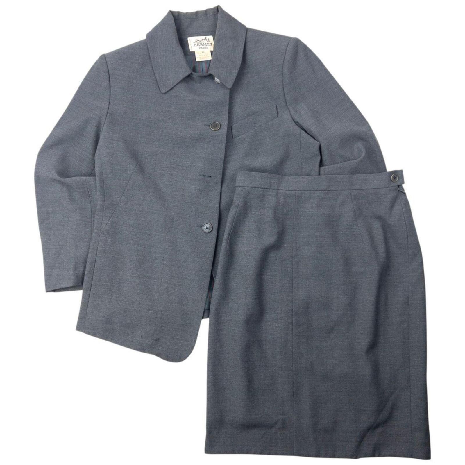 Hermes Vintage 80s Hermès Jacket & Skirt Suit Set Womens Size L Size L / US 10 / IT 46 - 1 Thumbnail