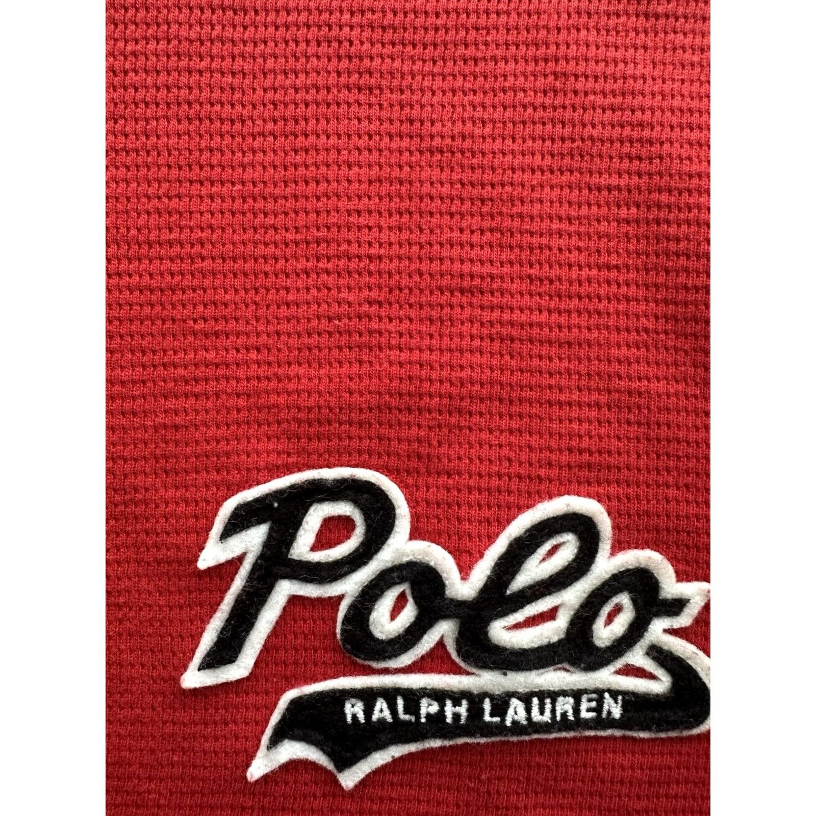 Ralph Lauren VINTAGE Ralph Lauren Polo Shirt Tee Mens M Red Waffle Knit Thermal Long Sleeve Crew Neck Logo Pattern Solid Size US M / EU 48-50 / 2 - 2 Thumbnail
