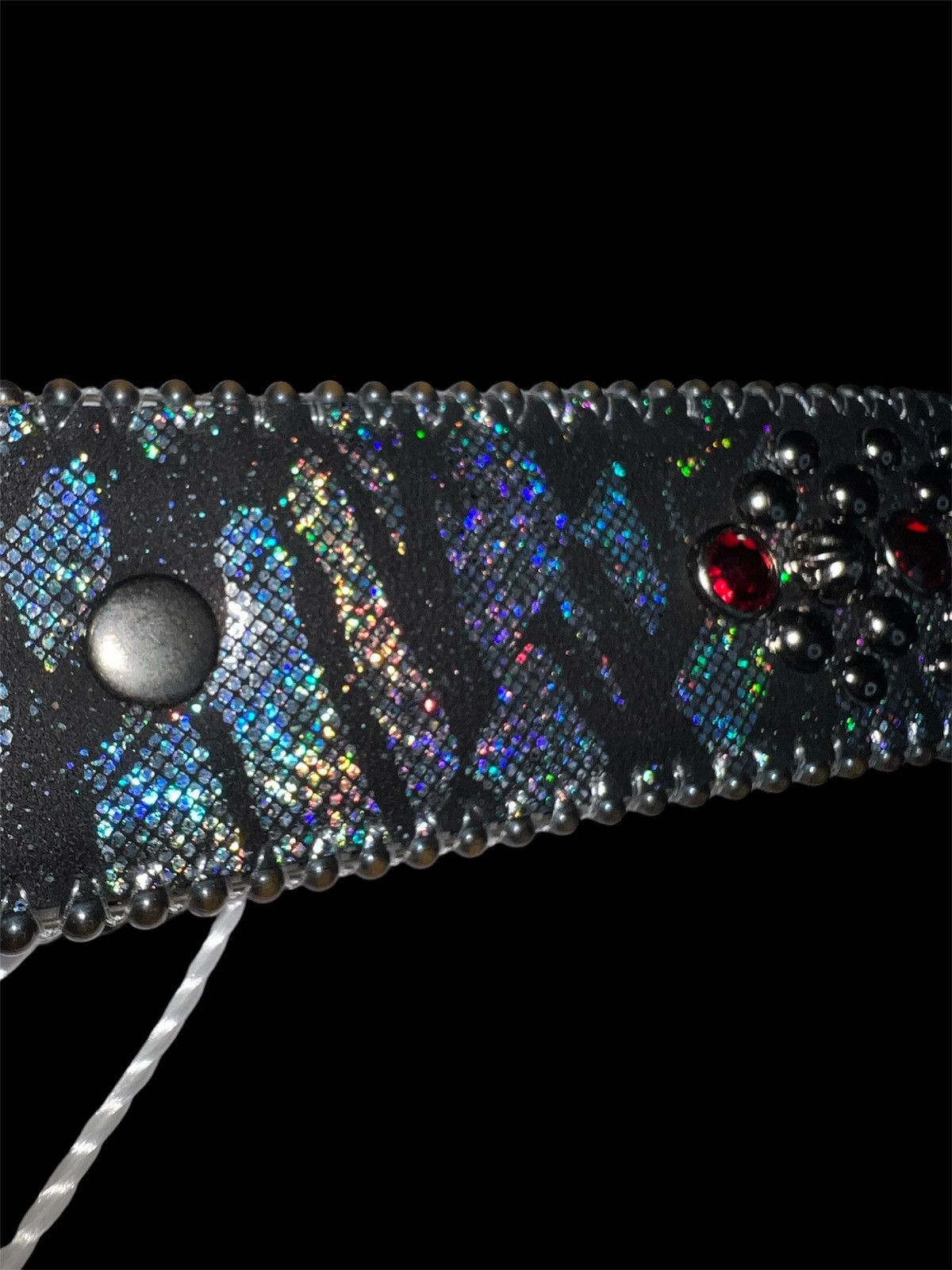 B.B. Simon BB SIMON Black AB Iridescent Snakeskin Belt Size ONE SIZE - 7 Thumbnail