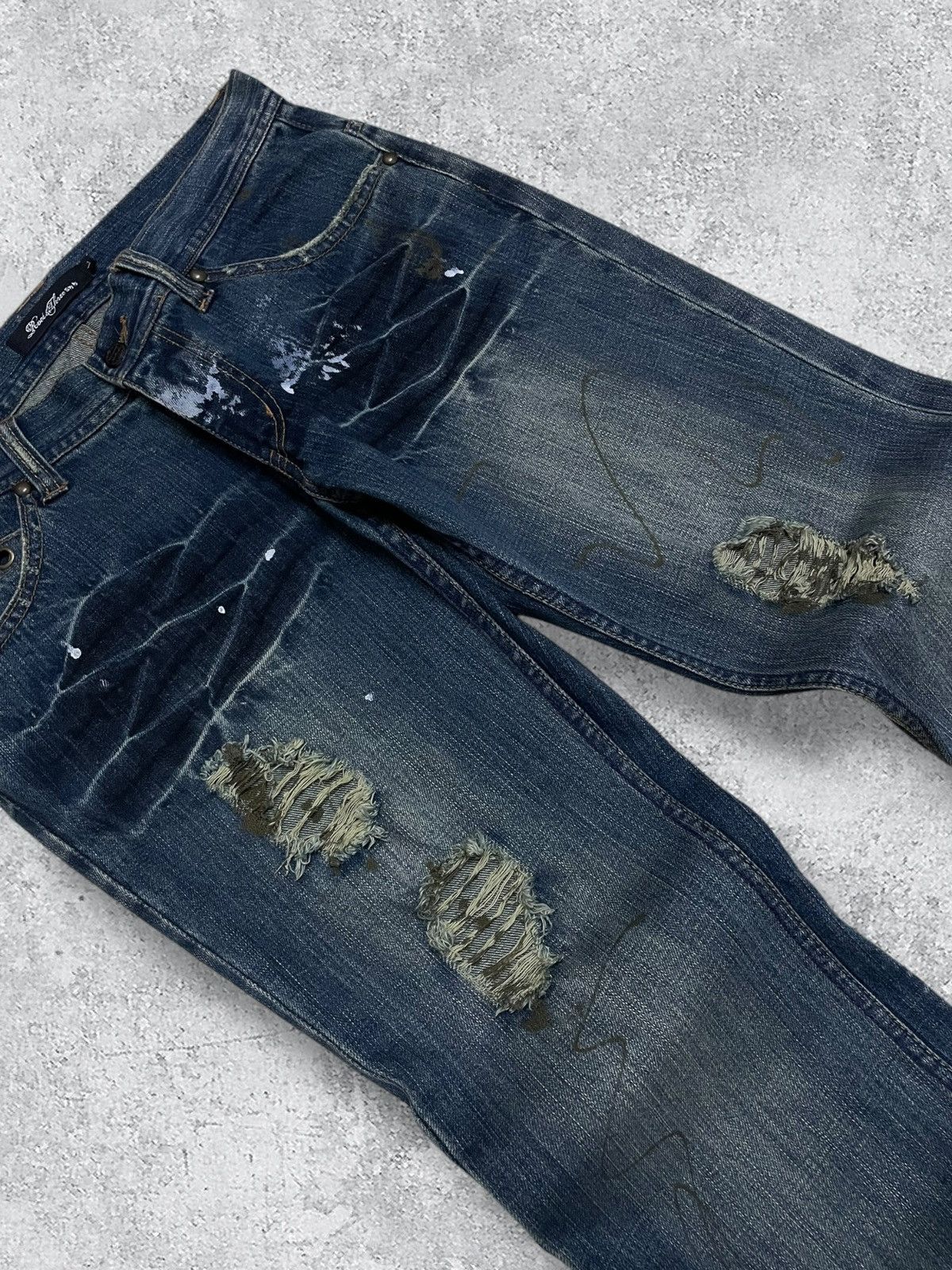 Japanese Brand Vintage 1990s Japan Designer Root Three Splash Flared Denim Size US 32 / EU 48 - 8 Thumbnail