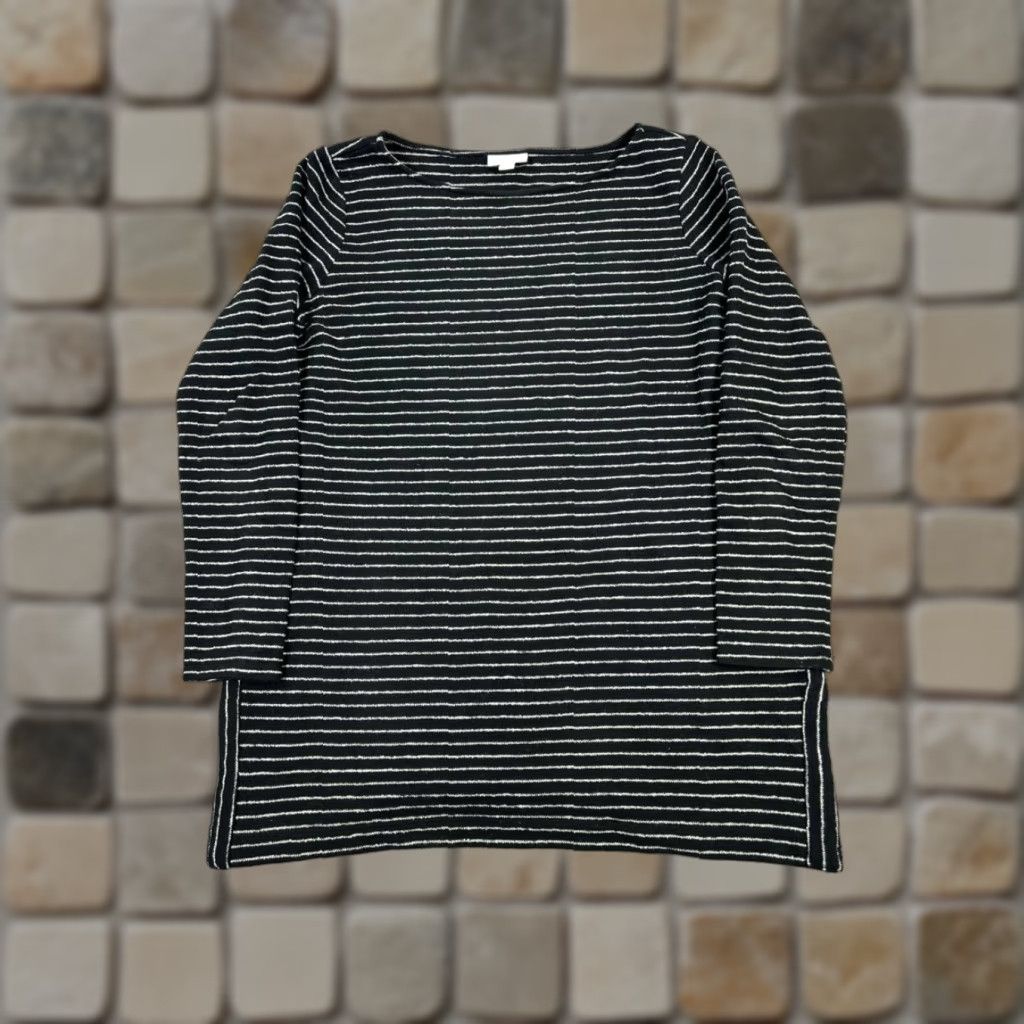 J. Jill VINTAGE J. Jill Women's Sweater Pullover S Black Striped Knit Casual Fall Winter Size S / US 4 / IT 40 - 1 Thumbnail
