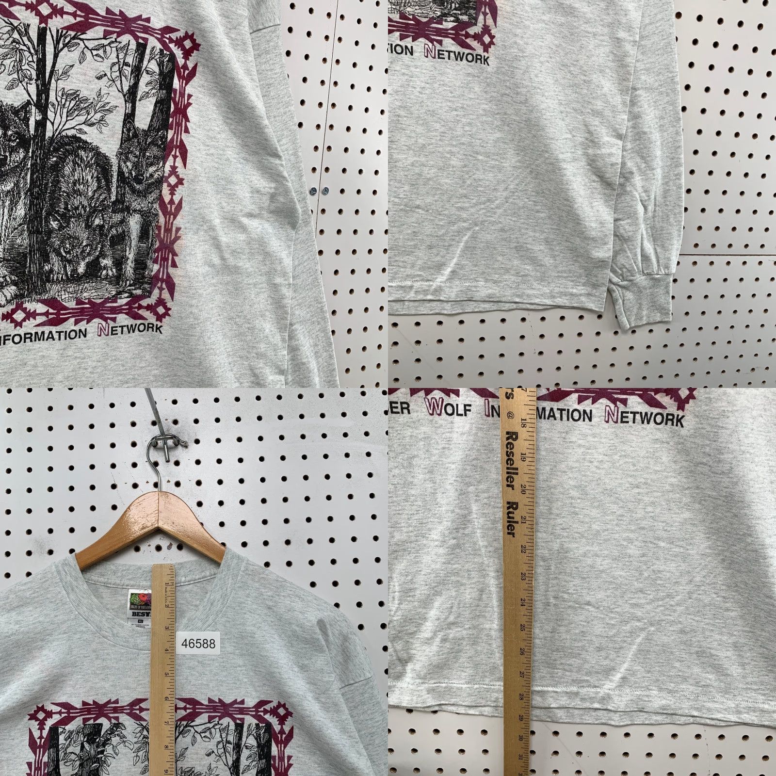 Fruit Of The Loom VINTAGE Timber Wolves Nature Shirt Mens XL Gray Single Stitch Long Sleeve USA Size US XL / EU 56 / 4 - 8 Thumbnail