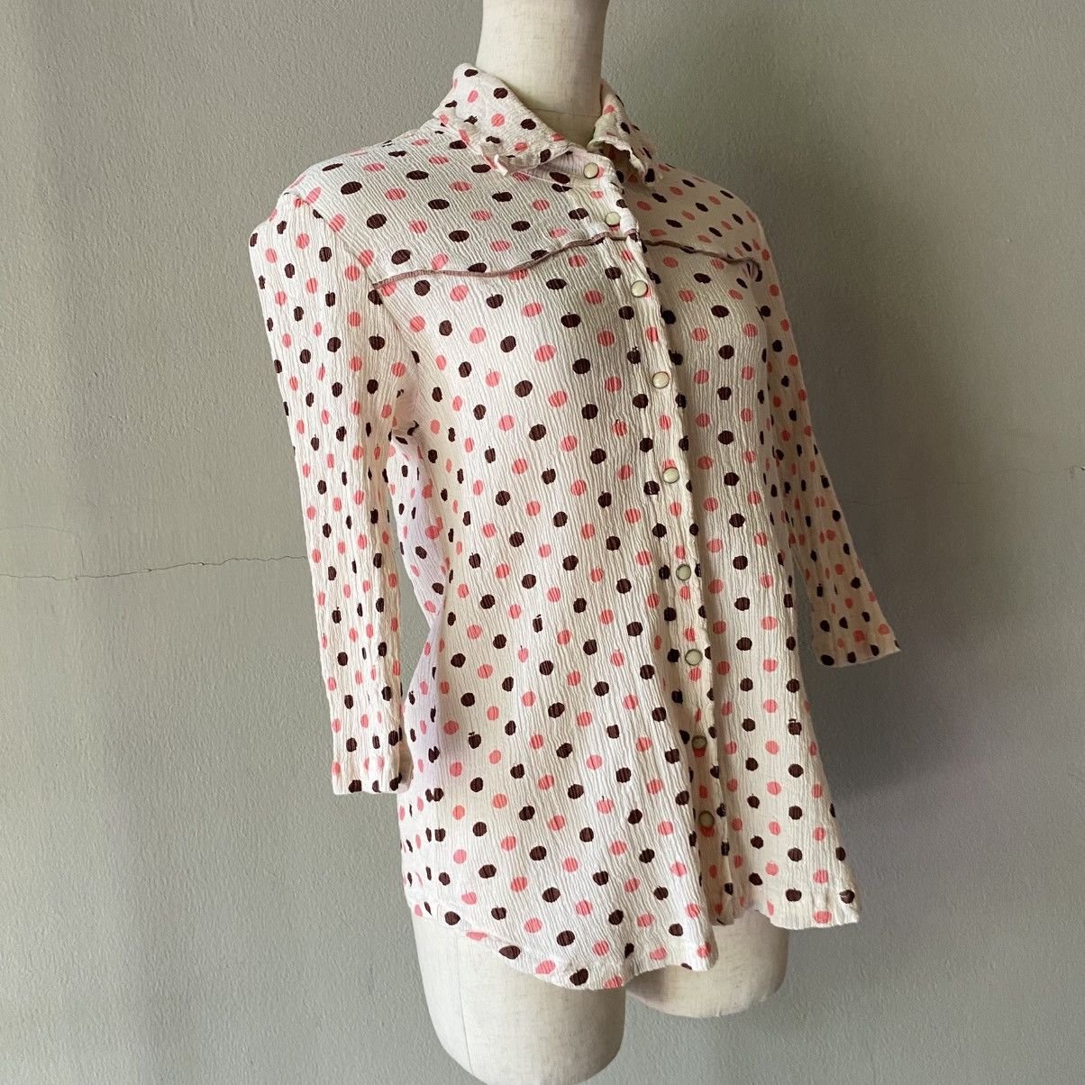Tsumori Chisato Tsumori Chisato Pink Red Polka Dot Long Sleeve Shirt Size XS / US 0-2 / IT 36-38 - 4 Thumbnail