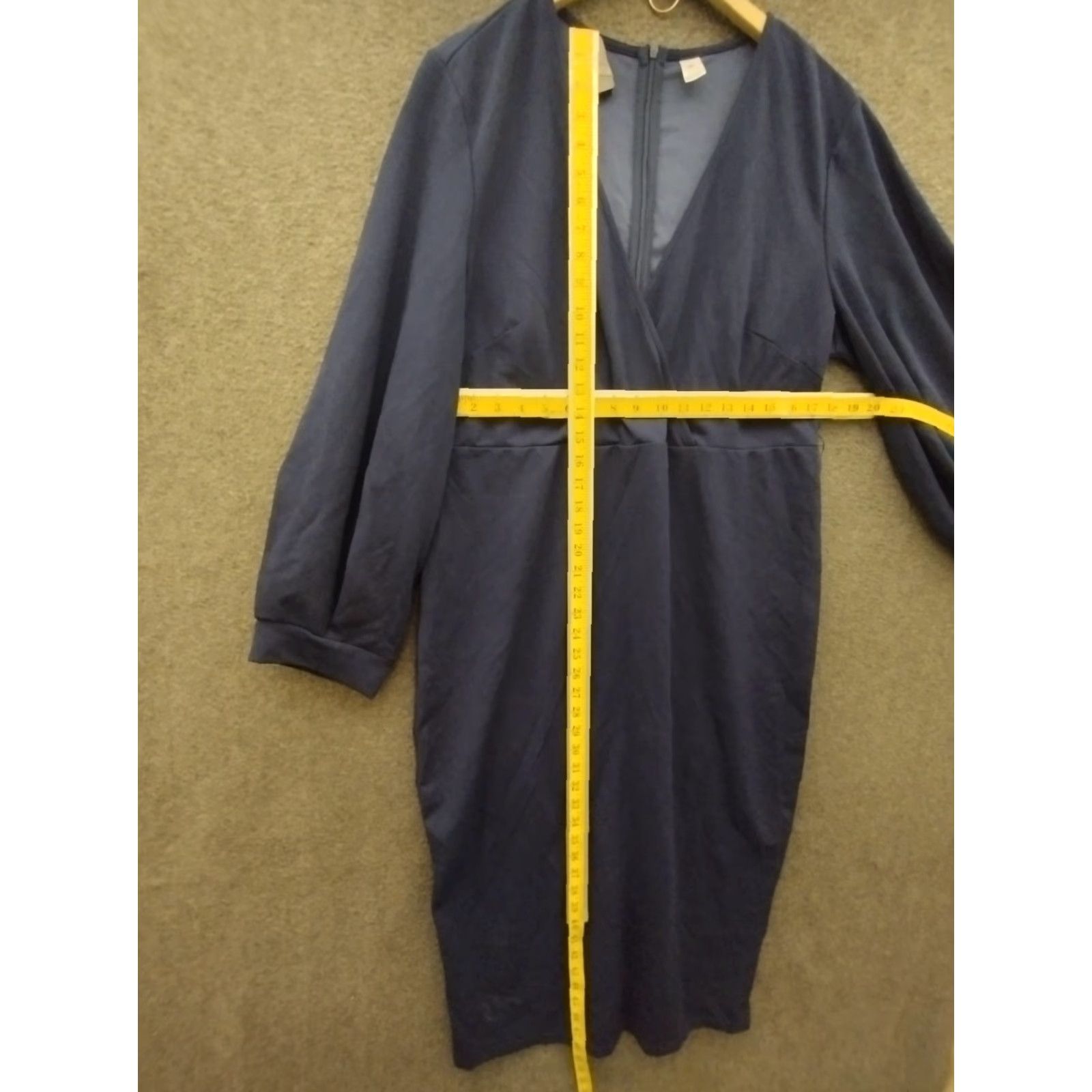 Vintage Women's Sheath Dress 2XL Navy Blue V-Neck 3/4 Sleeve Casual Size XXL / US 16-18 / IT 52-54 - 4 Thumbnail