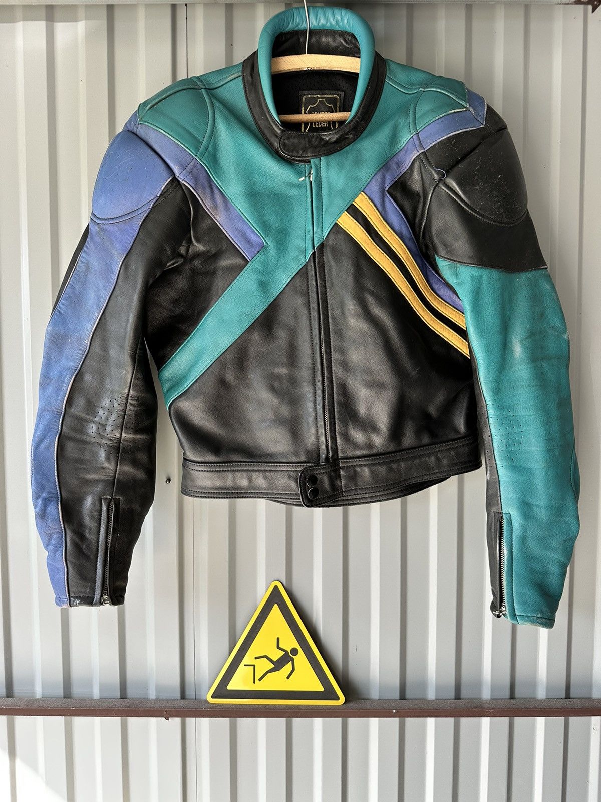 image of Leather Jacket x Racing Vintage Genuine Leather High Quality Racing Jacket Hype, Men's (Size Medium