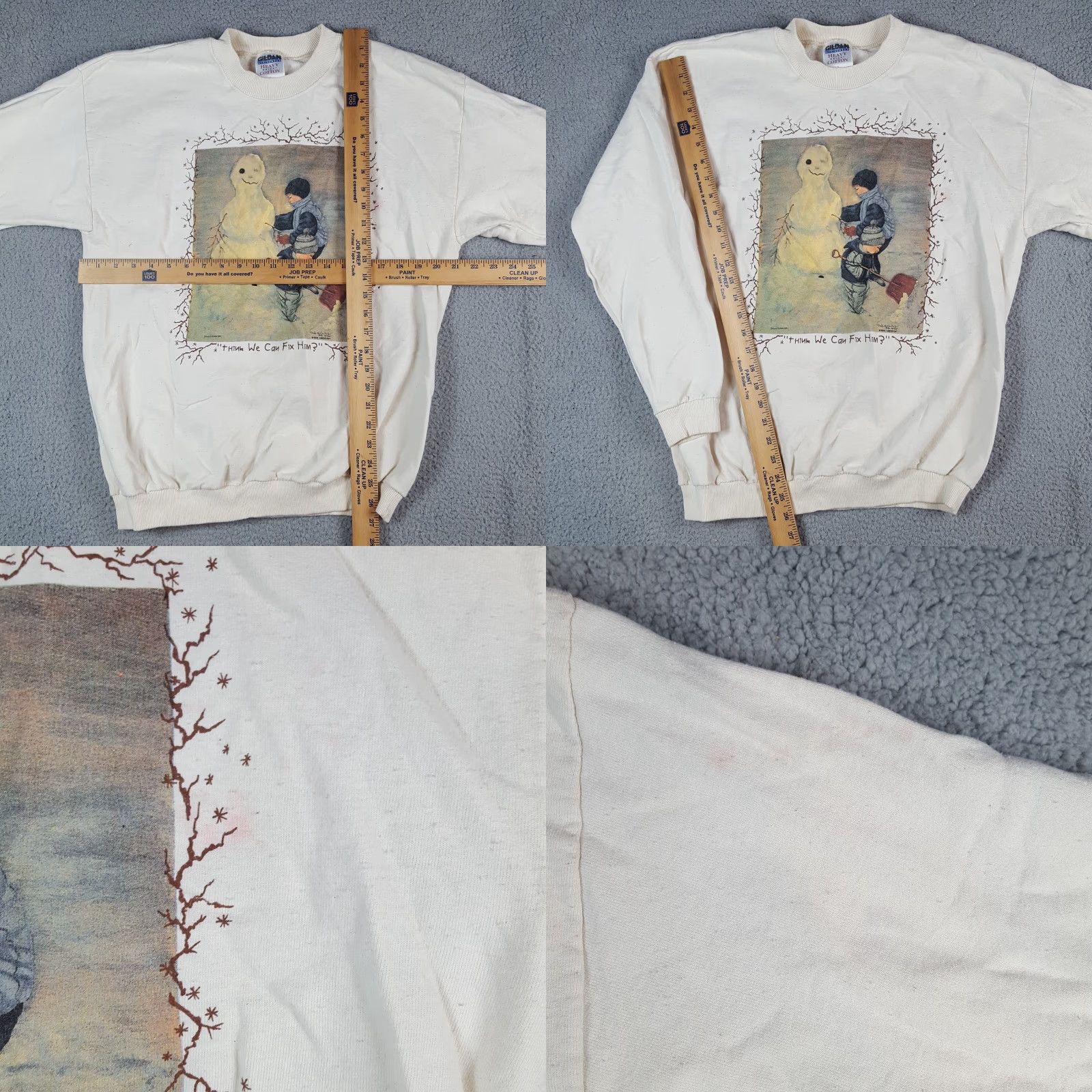 Gildan VINTAGE Snowman Christmas 90s Pullover Sweatshirt Gildan Cotton Polyester Fleece Crew Neck White Men L Snow Art Size US L / EU 52-54 / 3 - 8 Thumbnail