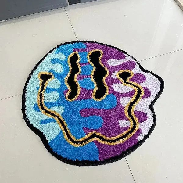 VIBE Handmade Smile Face Colorful Custom Carpet Rug Size ONE SIZE - 4 Thumbnail