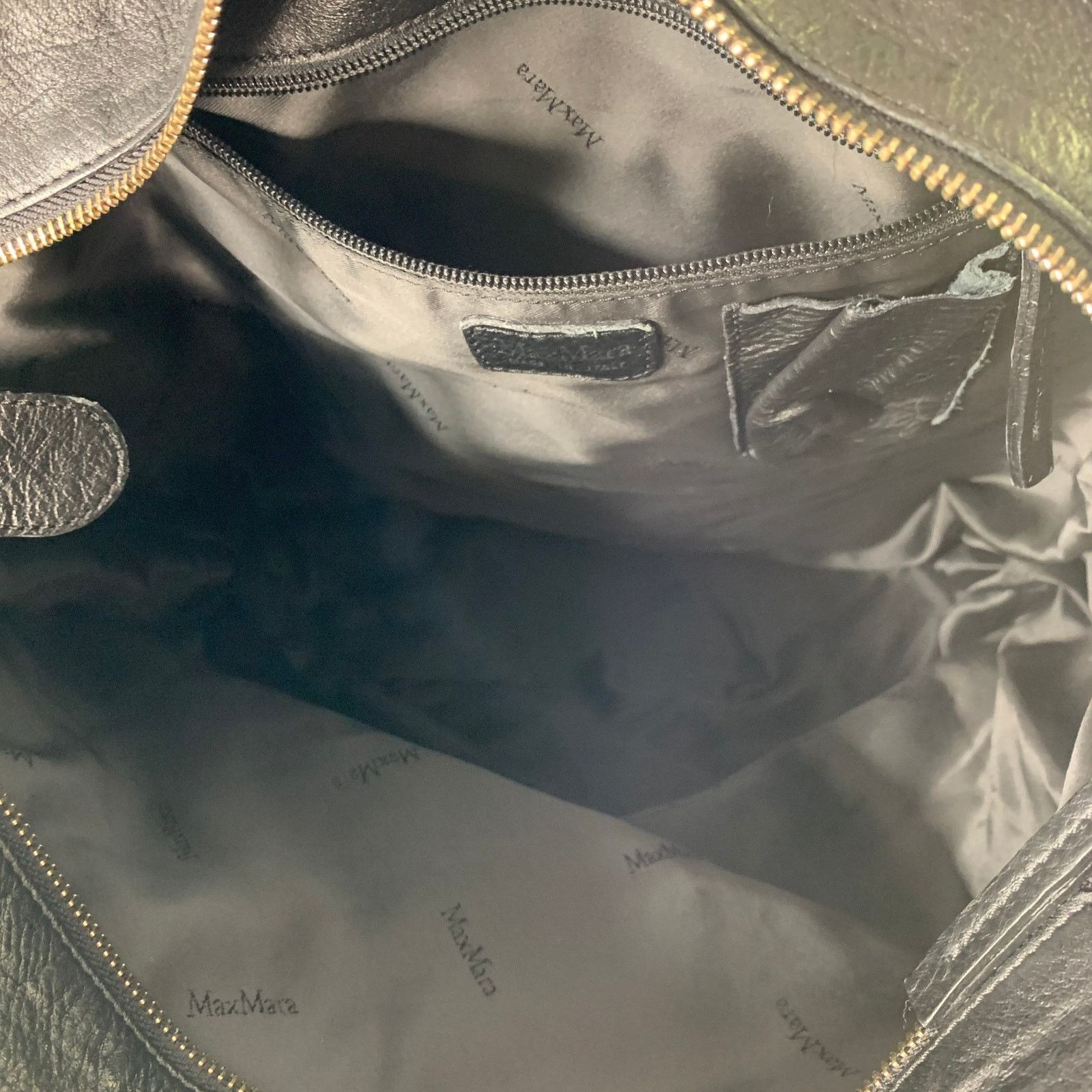 Max Mara MAX MARA Black Leather Tote Top Handles Zip Handbag Size ONE SIZE - 8 Thumbnail