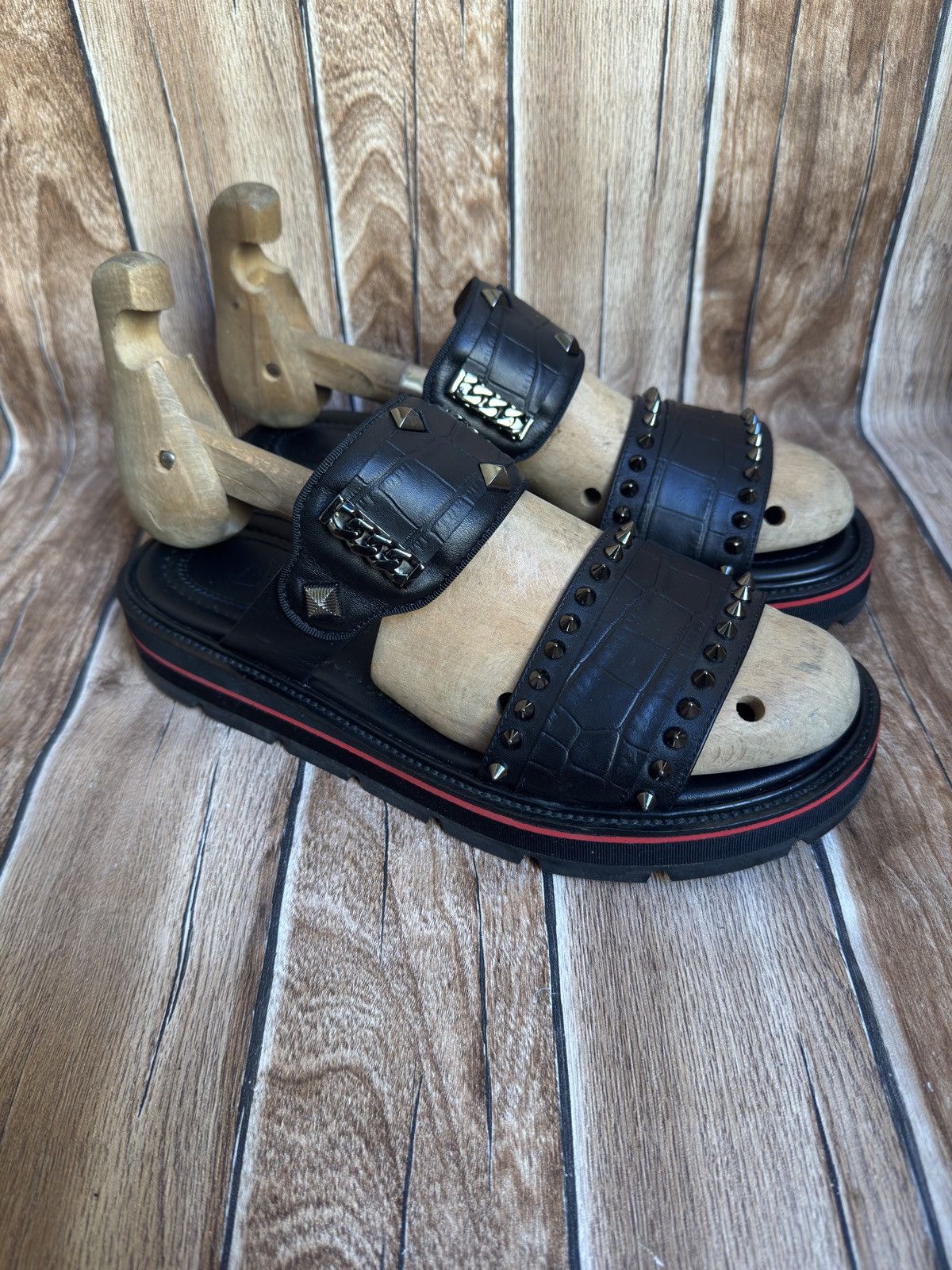 Christian Louboutin Rare Crog studded leather sandals Size US 7.5 / EU 40-41 - 2 Thumbnail