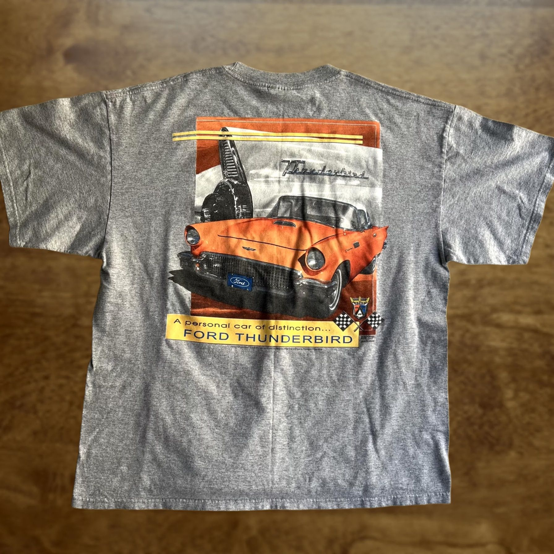 Ford Ford Thunderbird Racing Shirt Mens XL Gray Car Graphic M&O Knits Tee T-Shirt Size US XL / EU 56 / 4 - 1 Thumbnail