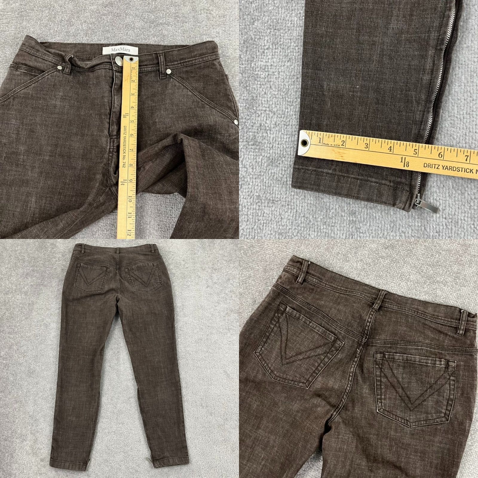 Max Mara Max Mara Pants US 8 W30 L28 Brown Slim Leg Ankle Zip Trousers Casual Work Womens Size 30" / US 8 / IT 44 - 8 Thumbnail