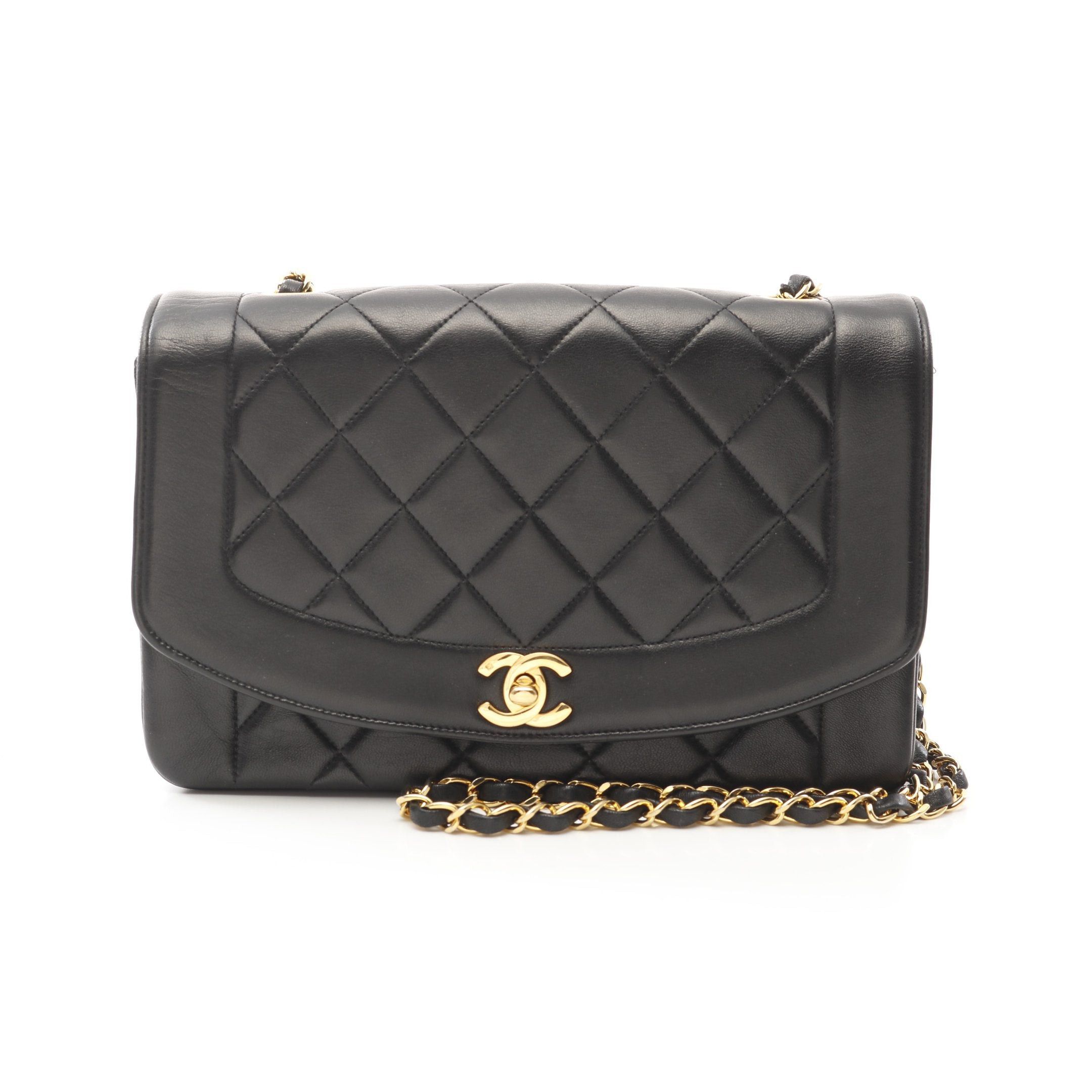 Chanel Chanel Matelasse Diana Flap Chain Shoulder Bag Lambskin Black Gold Hardware Size ONE SIZE - 1 Thumbnail