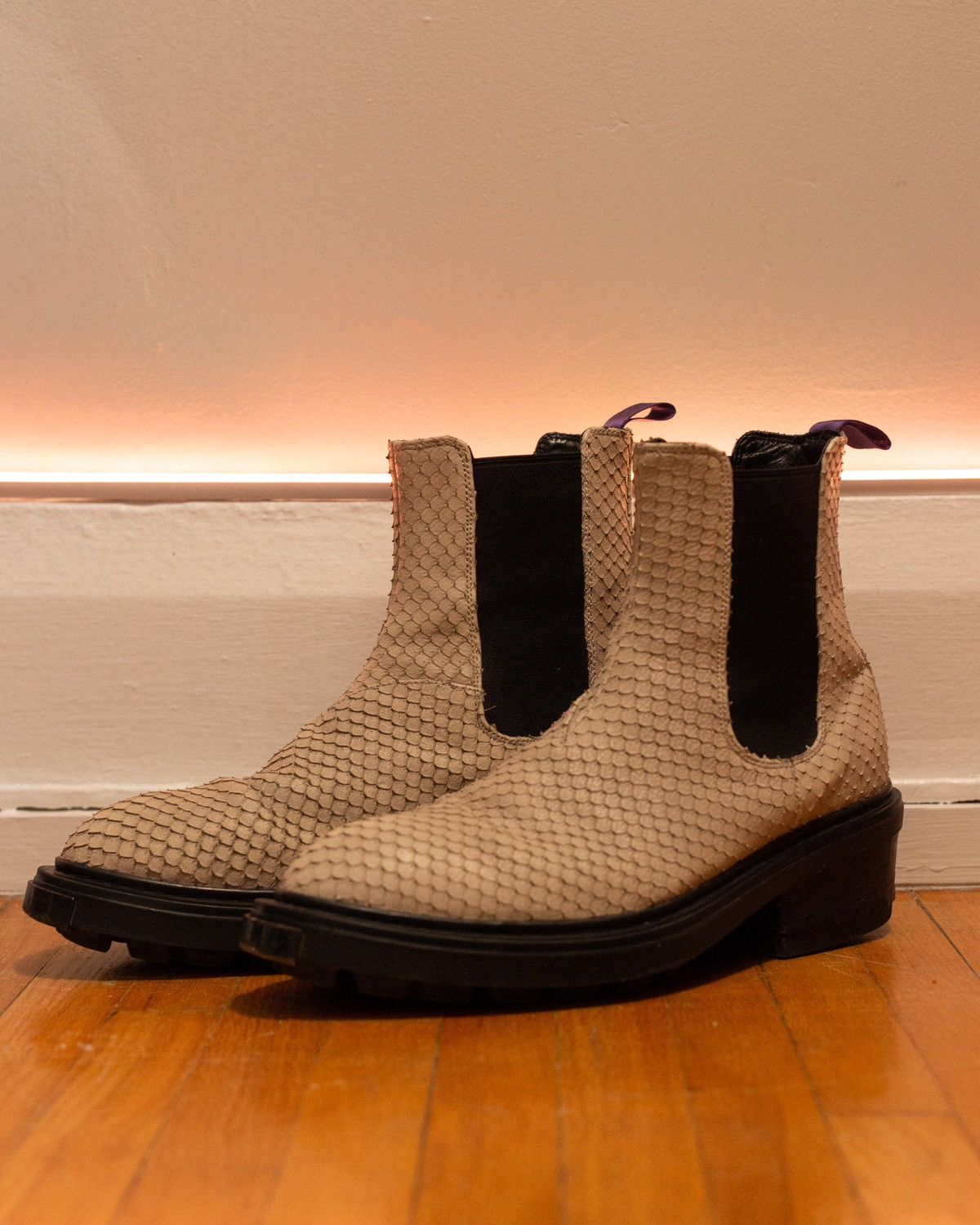 image of Eytys Nikita Scaled Leather Boots in White, Men's (Size 10)