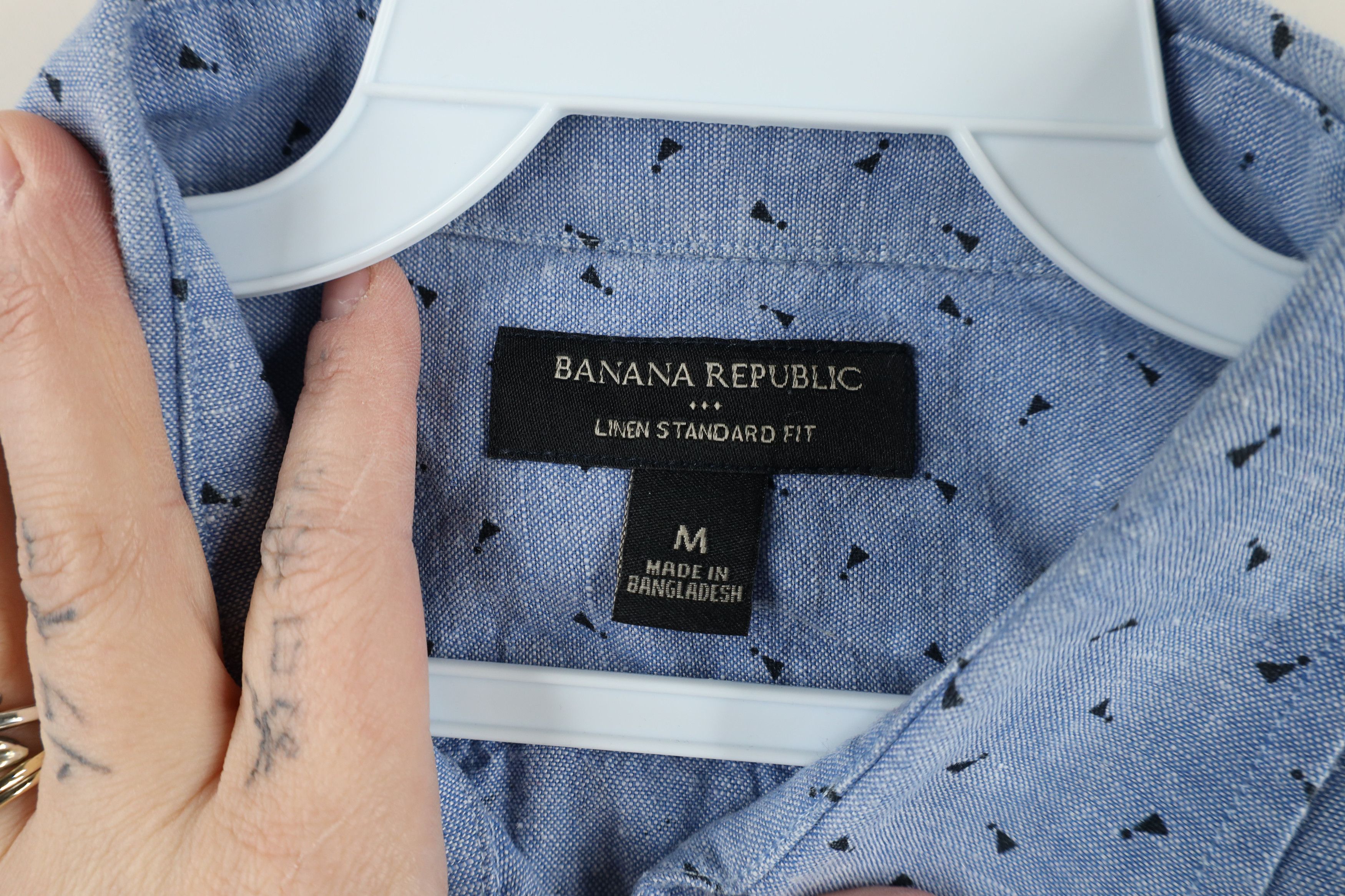 Banana Republic × Vintage Banana Republic Geometric Linen Short Sleeve Button Shirt Size US M / EU 48-50 / 2 - 11 Thumbnail