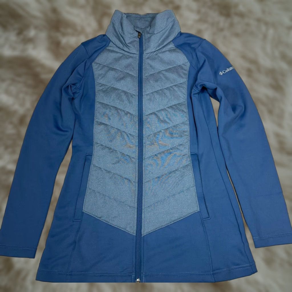 Vintage Columbia Women’s Full Zip Knit Jacket Size S Blue Pockets Mock Neck Long Slv Jacket Size S / US 4 / IT 40 - 1 Thumbnail
