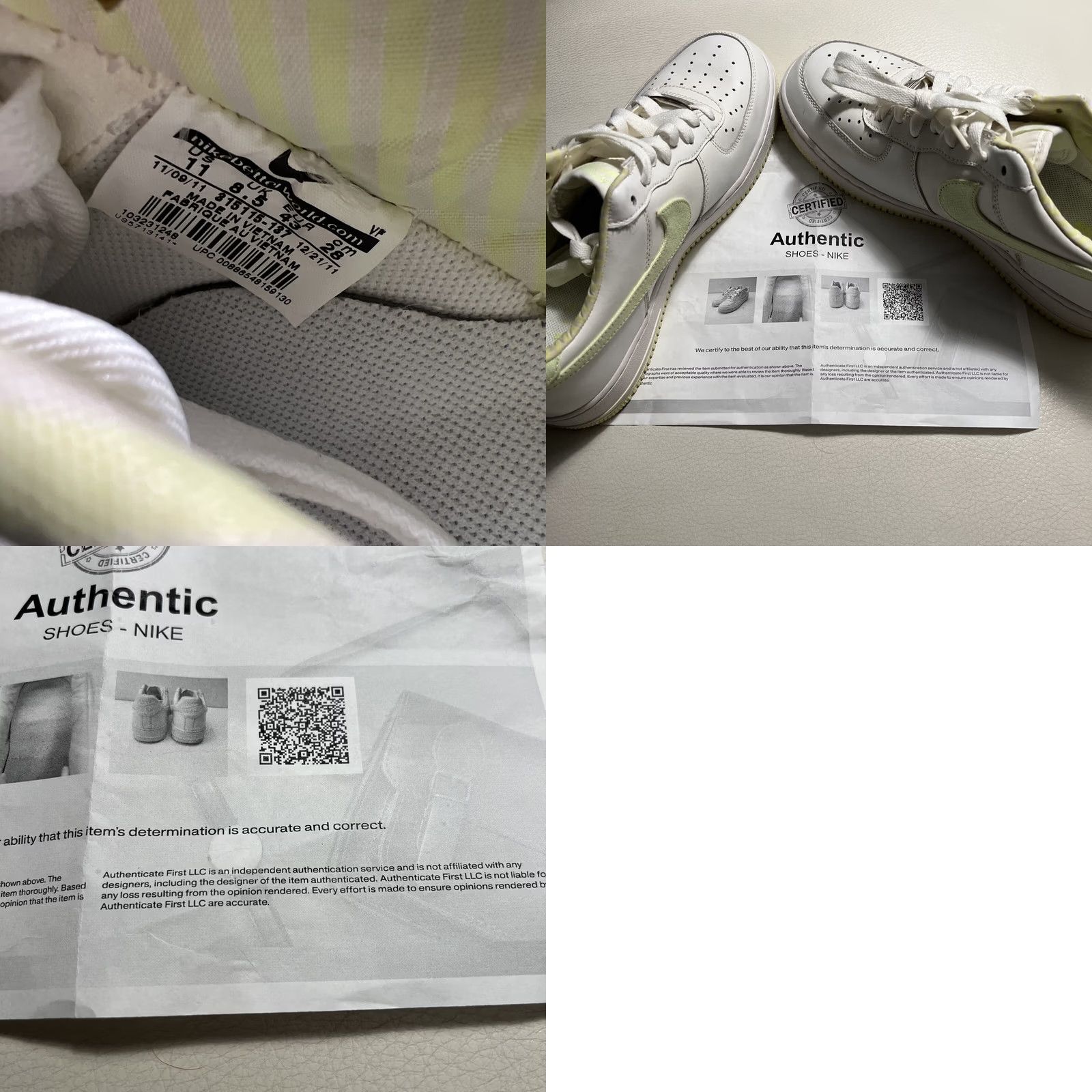 Nike Nike Air Force One 315115-137 Women’s 11 White Barley Volt Low Top Leather Sneakers Basketball Shoes Womens Size US 9 / IT 39 - 10 Thumbnail