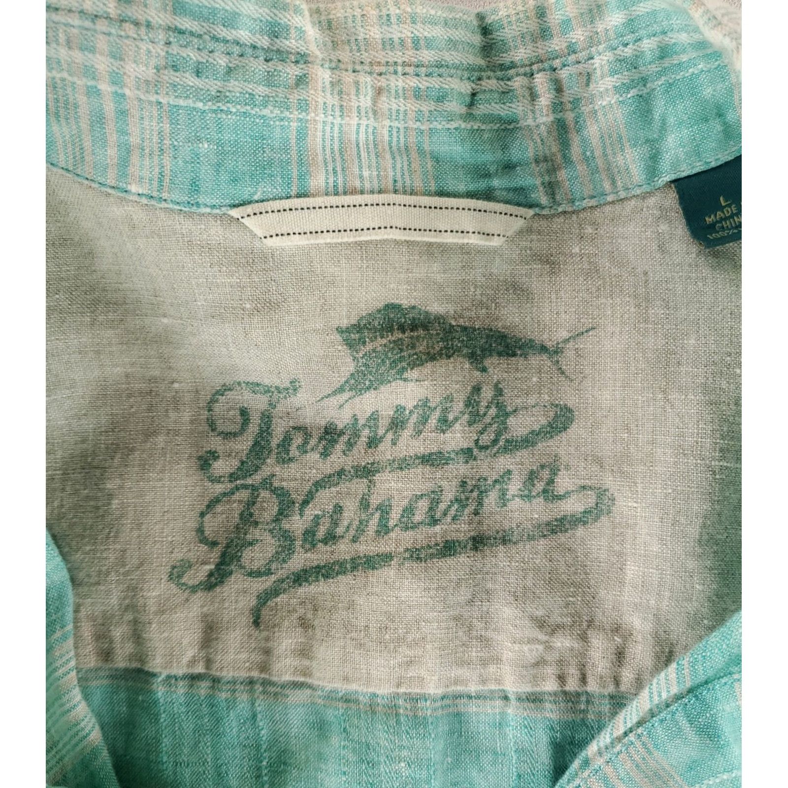 Tommy Bahama Tommy Bahama Button-Up Shirt Linen Long Sleeve Plaid Green White Mens L Size US L / EU 52-54 / 3 - 2 Thumbnail