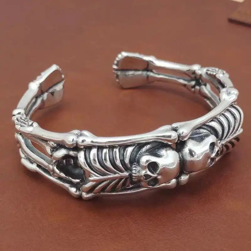 Jewelry × Vintage Gothic Skull Open Bracelet Size ONE SIZE - 1 Thumbnail