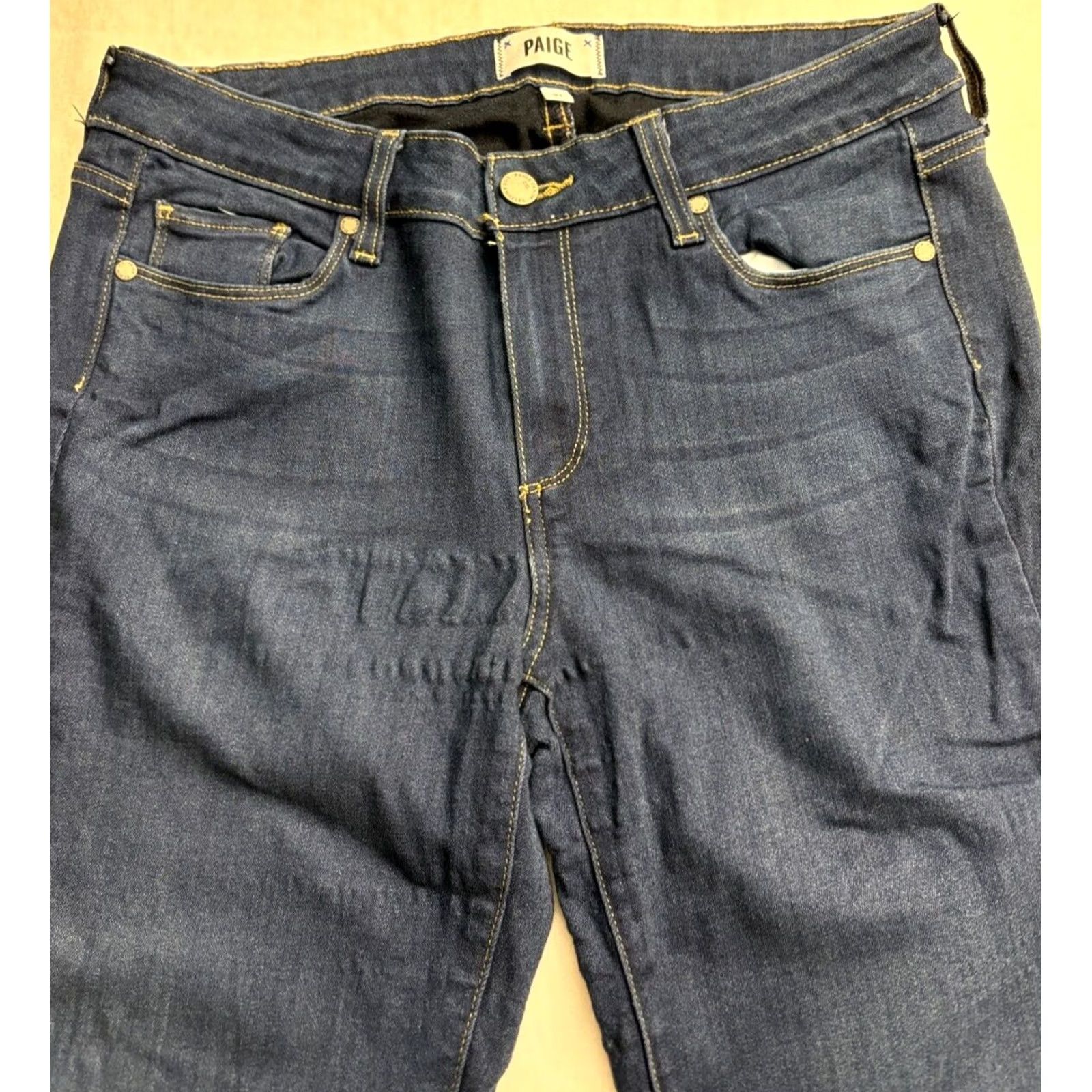 Paige Paige Skyline Skinny Jeans Womens 31 (33x 31) Dark Wash Blue Denim Stretch Size 24" / US 00 / IT 34 - 4 Thumbnail