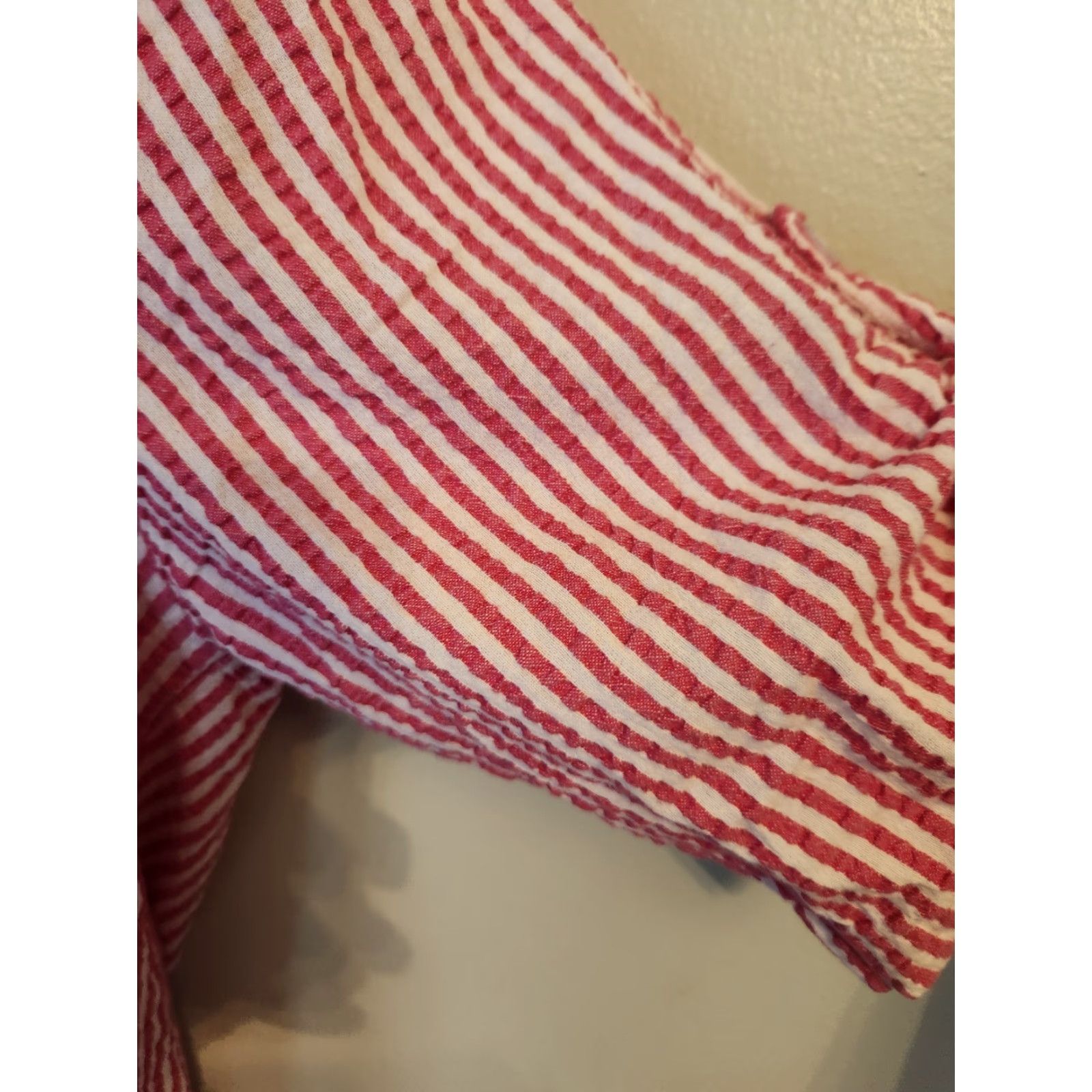 Vintage Woman Within Shirt Womens M Hot Pink Textured Stripe Short Sleeve Top Shirt Sz M Size M / US 6-8 / IT 42-44 - 5 Thumbnail