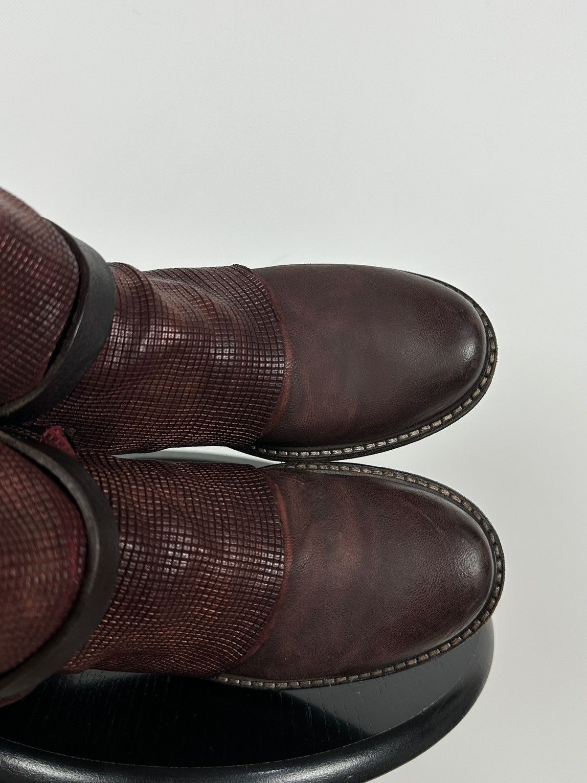 A.S.98 A.S.98. Airstep Burgundy Leather Biker Ankle Boho Boots Size US 9 / IT 39 - 22 Thumbnail