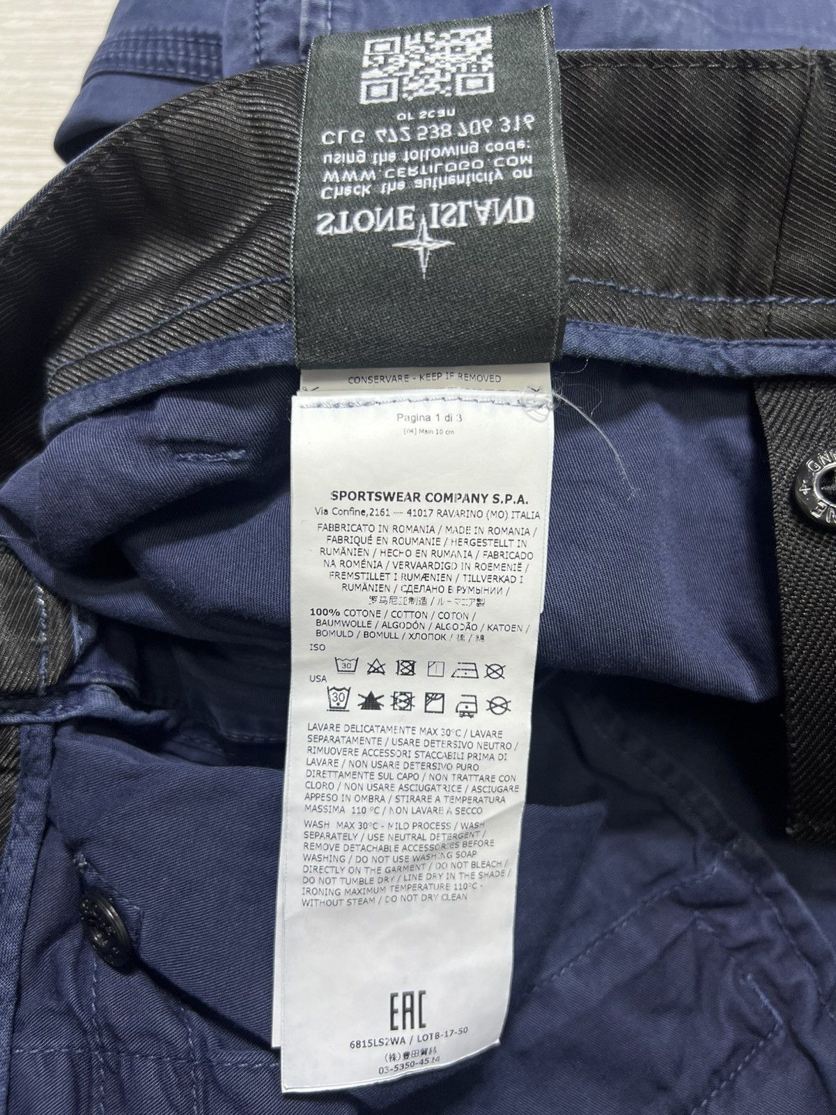 Stone Island Stone Island - Organic Cotton Cargo Shorts Size US 29 - 12 Thumbnail