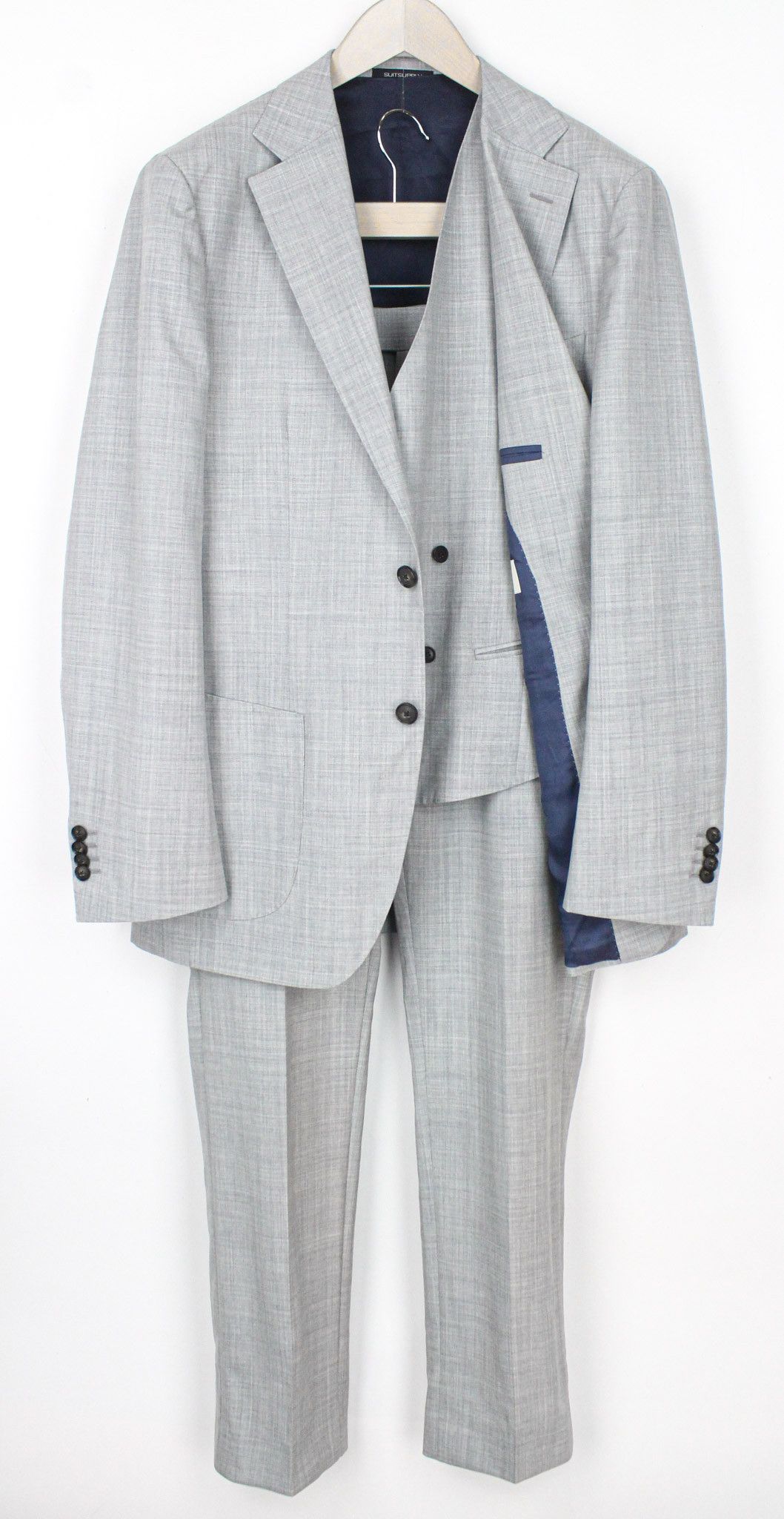 Suitsupply HAVANA PATCH UK42R Grey Wool S120s 3-Piece Slim 72242 Size 42R - 1 Thumbnail