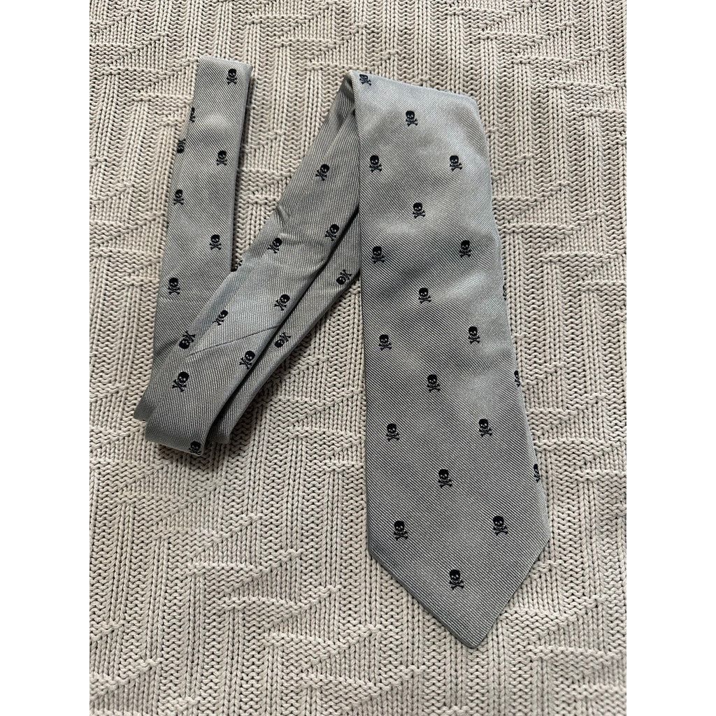Express Express gray skull print tie Size ONE SIZE - 1 Thumbnail