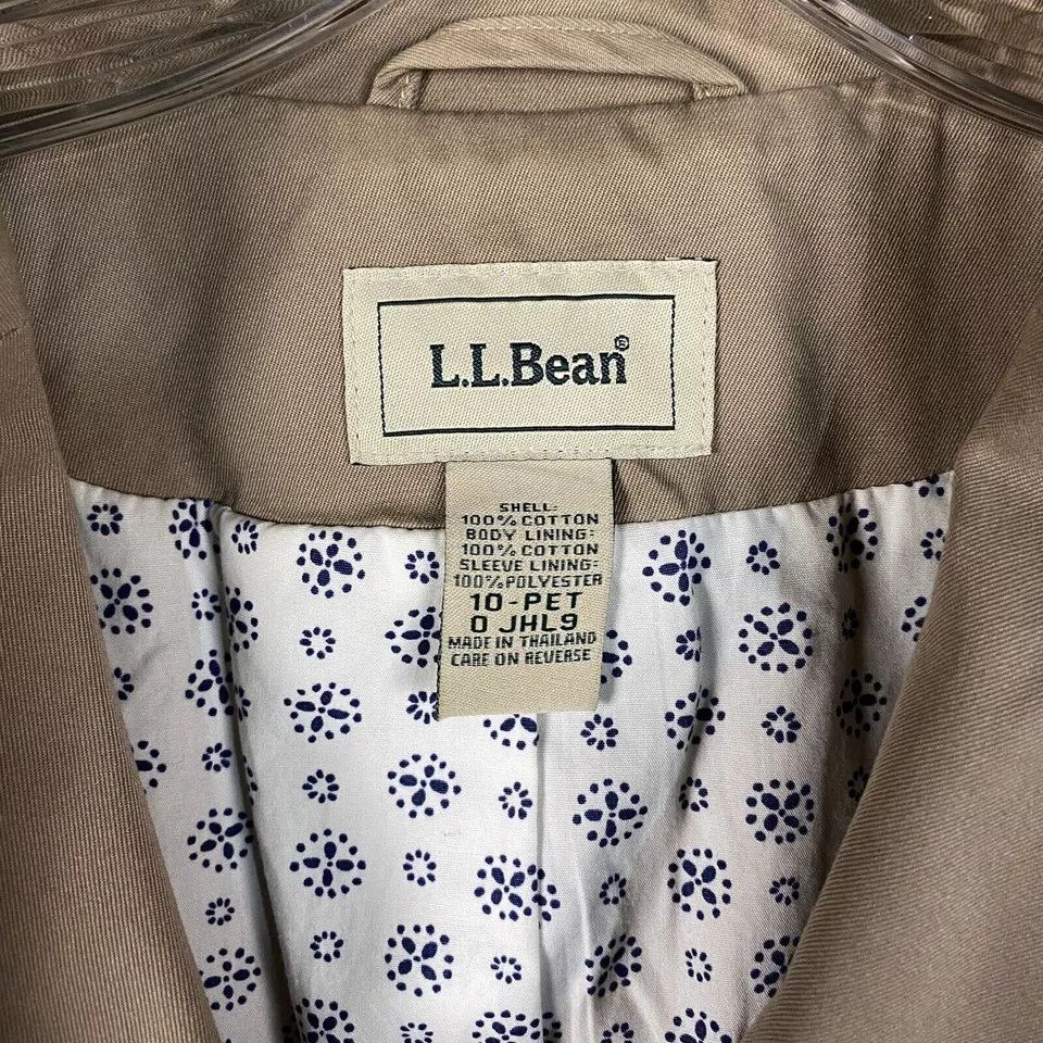 L.L. Bean LL Bean Coat Women's Size 10 Petite Tan 100% Cotton Adults Size L / US 10 / IT 46 - 3 Thumbnail