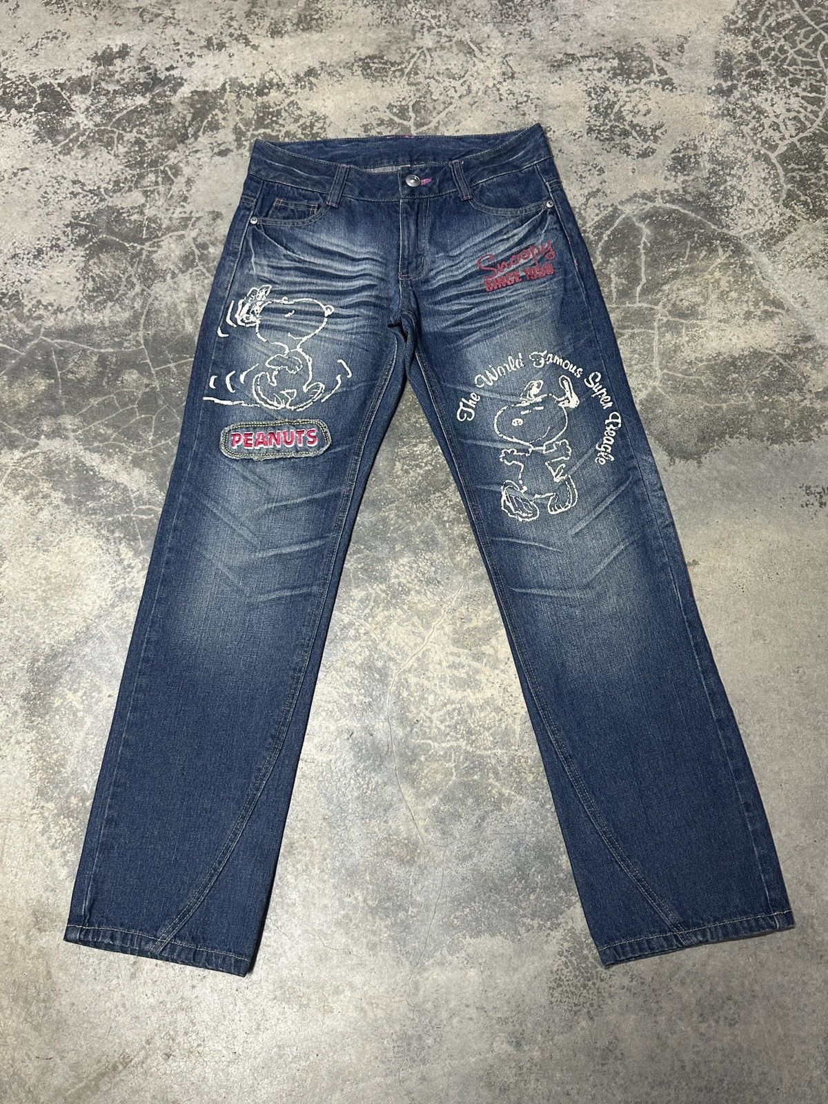 Cartoon Network × Peanuts Snoopy Peanuts Jean Leg Twisted Very Rare 🔥 Size US 30 / EU 46 - 2 Thumbnail