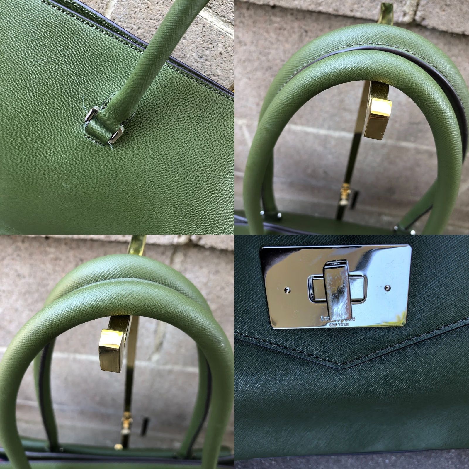 Vintage kate spade new york Sapling Tote Shoulder Bag Purse Green Leather Size ONE SIZE - 8 Thumbnail