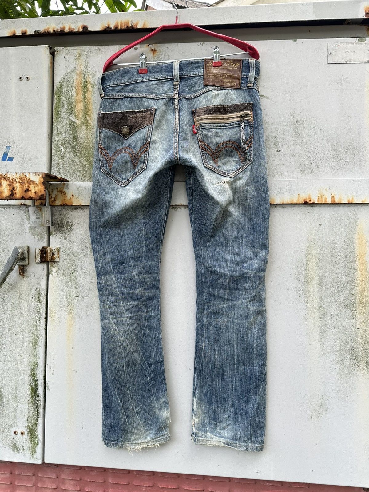 Edwin 👹Vintage Edwin Blue Trip 505 Washed Straight Cut Jeans Size US 30 / EU 46 - 2 Thumbnail