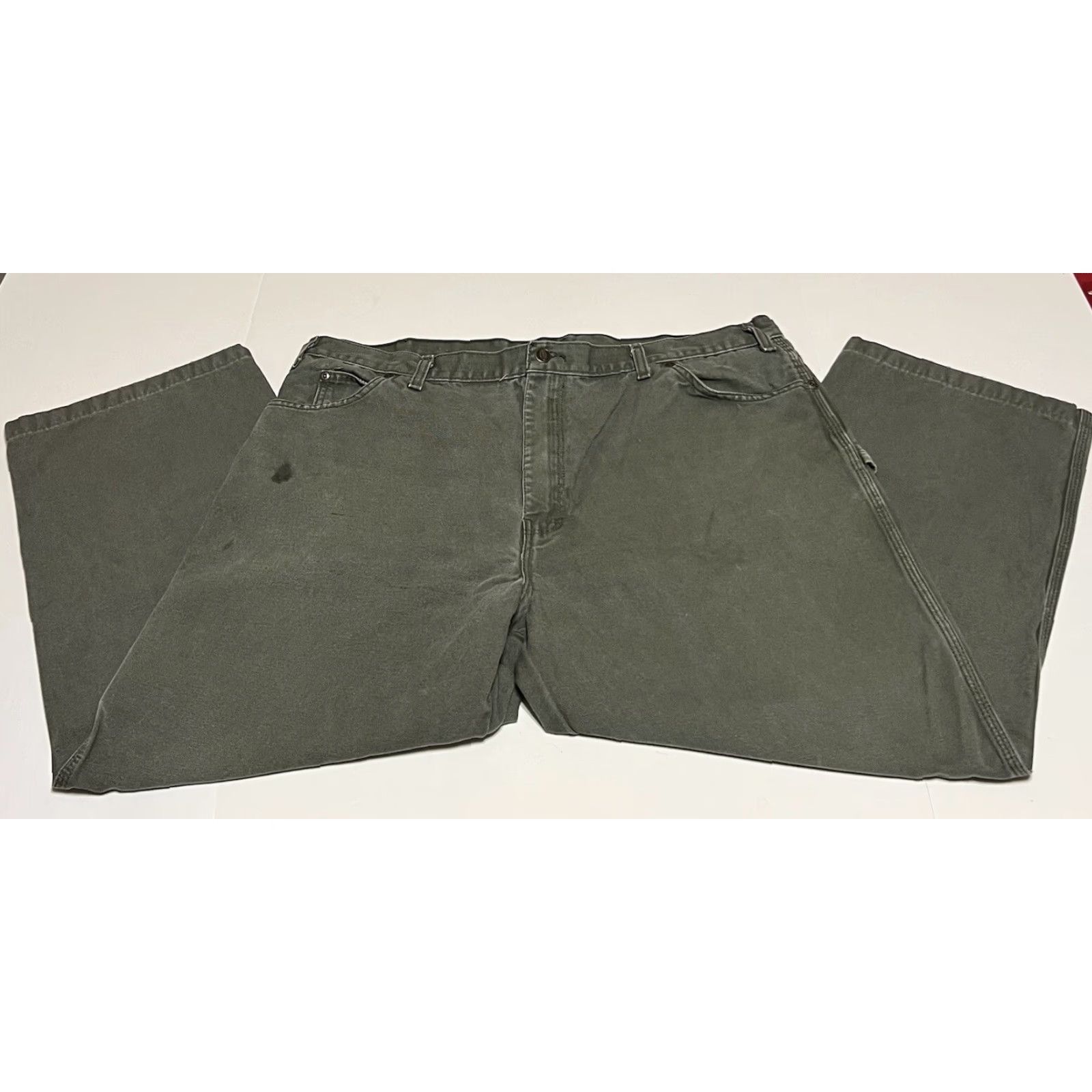 Dickies Dickies Carpenter Pants Green Canvas Workwear Mens Tag 42x30 Measure 42x27 Stain Size US 42 / EU 58 - 2 Thumbnail