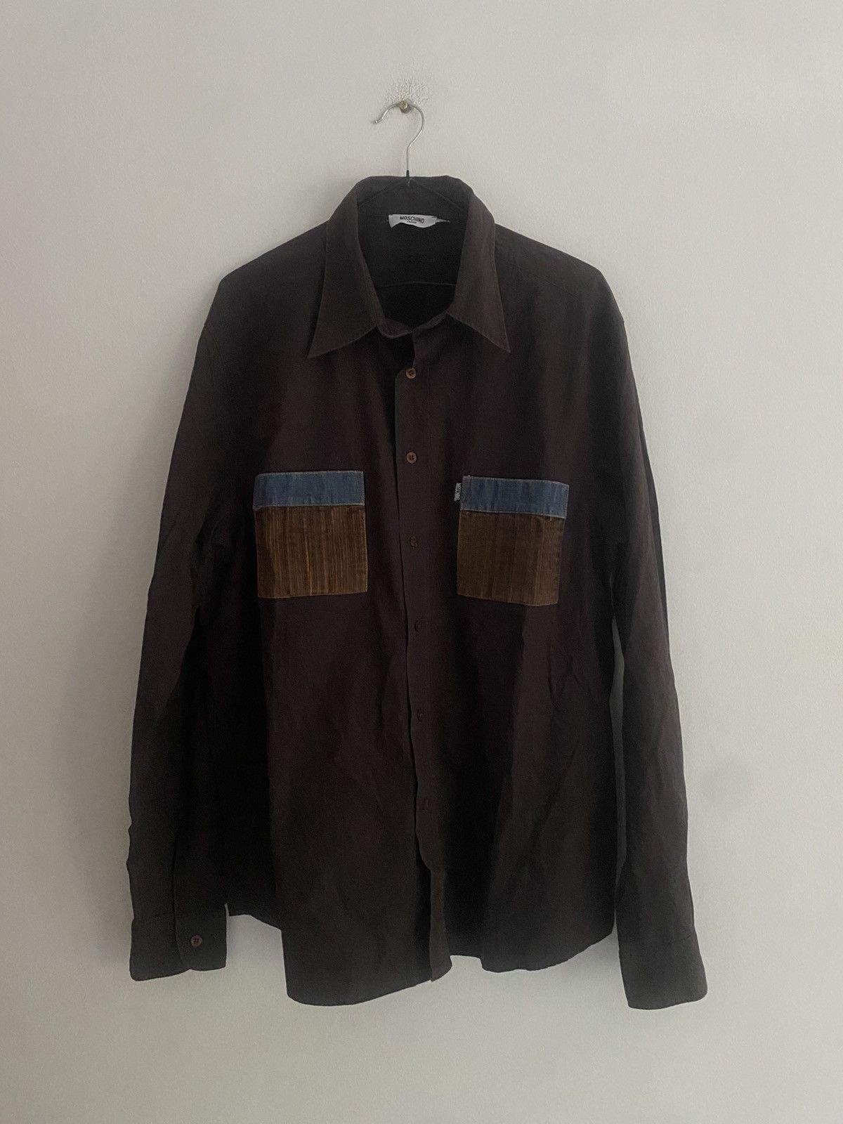 Designer × Moschino × Vintage Vintage Moschino Dark Brown Corduroy Pockets Shirt Size US XL / EU 56 / 4 - 1 Thumbnail