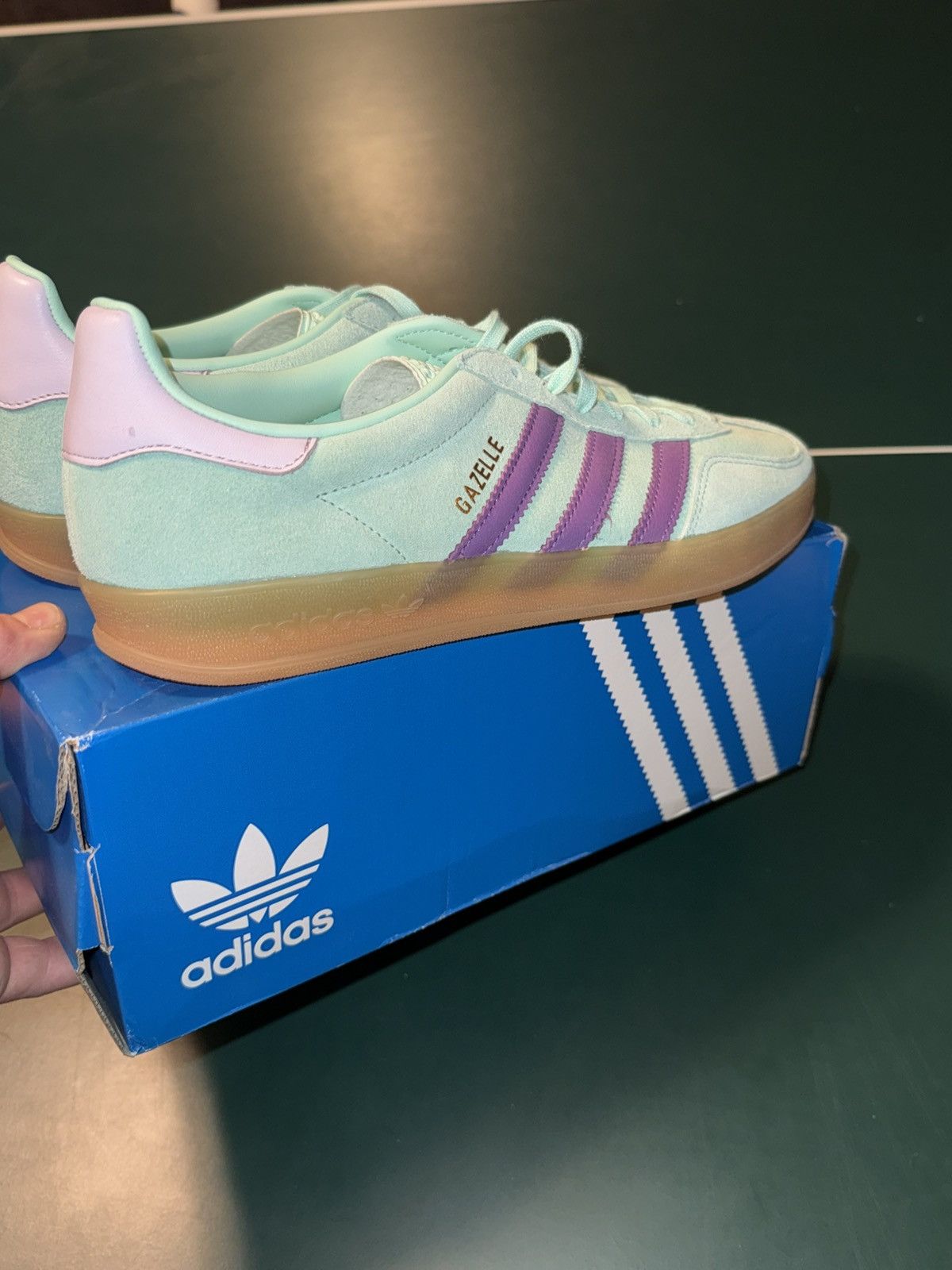 Adidas Adidad gazelle ‘clear mint active purple’ Size US 11 / EU 44 - 3 Thumbnail