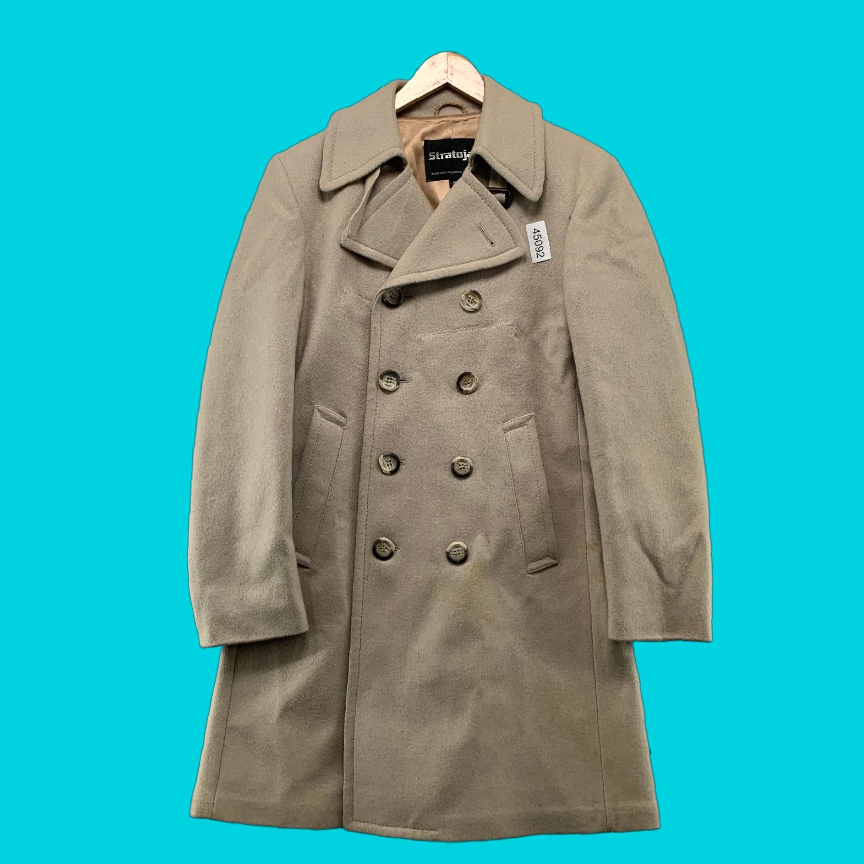 Doublet Vintage Stratojac Wool Double Breasted Coat Mens 36 Beige Military Pea Coat Size US XXS / EU 40 - 1 Thumbnail