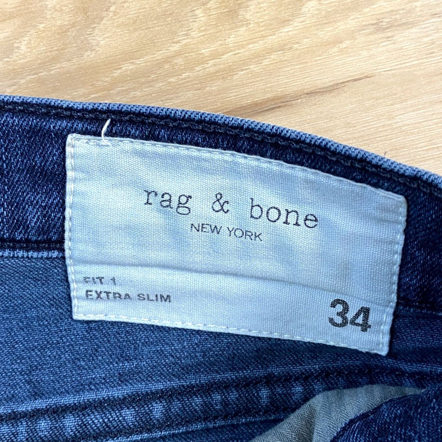 Rag & Bone Rag & Bone Jeans Bayview Dark Blue Extra Slim 34 Mens Cotton Blend Denim 5-Pocket Modern City Streetwear Trousers Skinny Rise Mid Button Fly Size US 34 / EU 50 - 2 Thumbnail