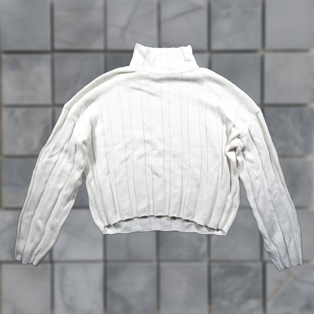 J.Crew JCrew Sweater Womens Medium White Knit Mock Neck Pullover Cotton Ladies Size M / US 6-8 / IT 42-44 - 1 Thumbnail
