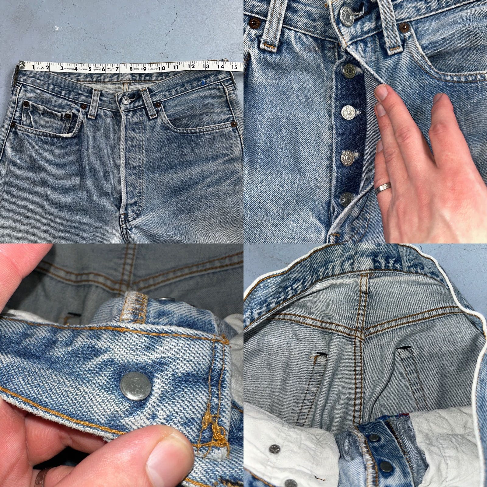 Levi's VINTAGE Levi's 501 Jeans Men 29x32 Light Wash Blue 80s USA Distressed Slim Fit Size US 29 - 10 Thumbnail