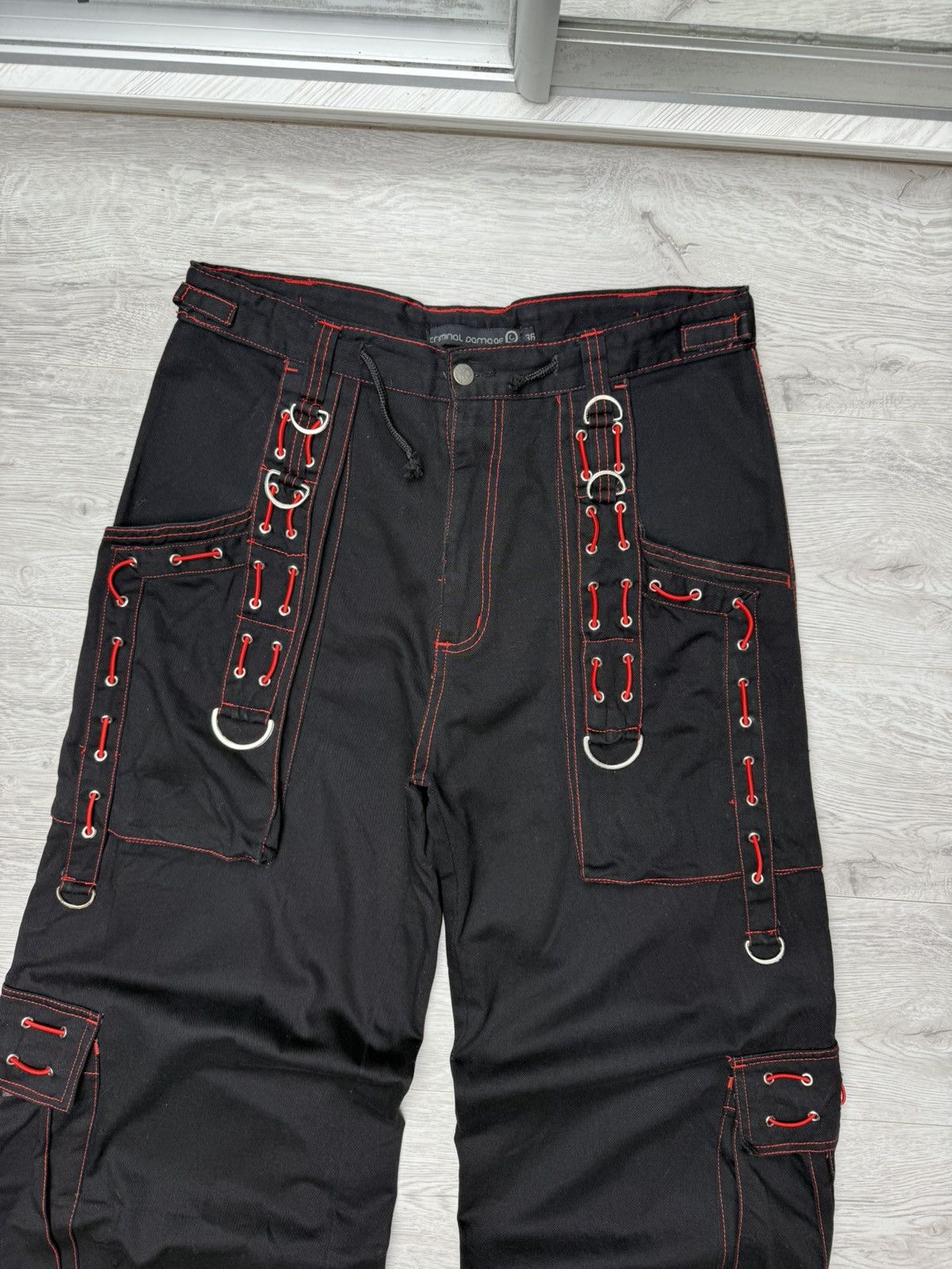 Tripp NYC Criminal Damage Bondage Pant D-Ring Straps Gothic Cyber Rave Size US 34 / EU 50 - 4 Thumbnail