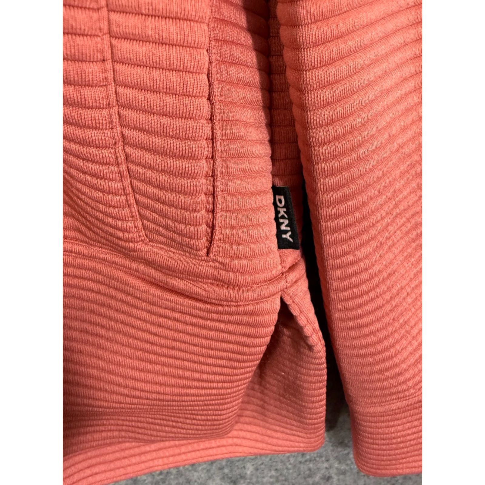 DKNY DKNY Ottoman Full-Zip Hoodie Womens L Faded Rose Ribbed Stretch Pockets NWT Size L / US 10 / IT 46 - 5 Thumbnail