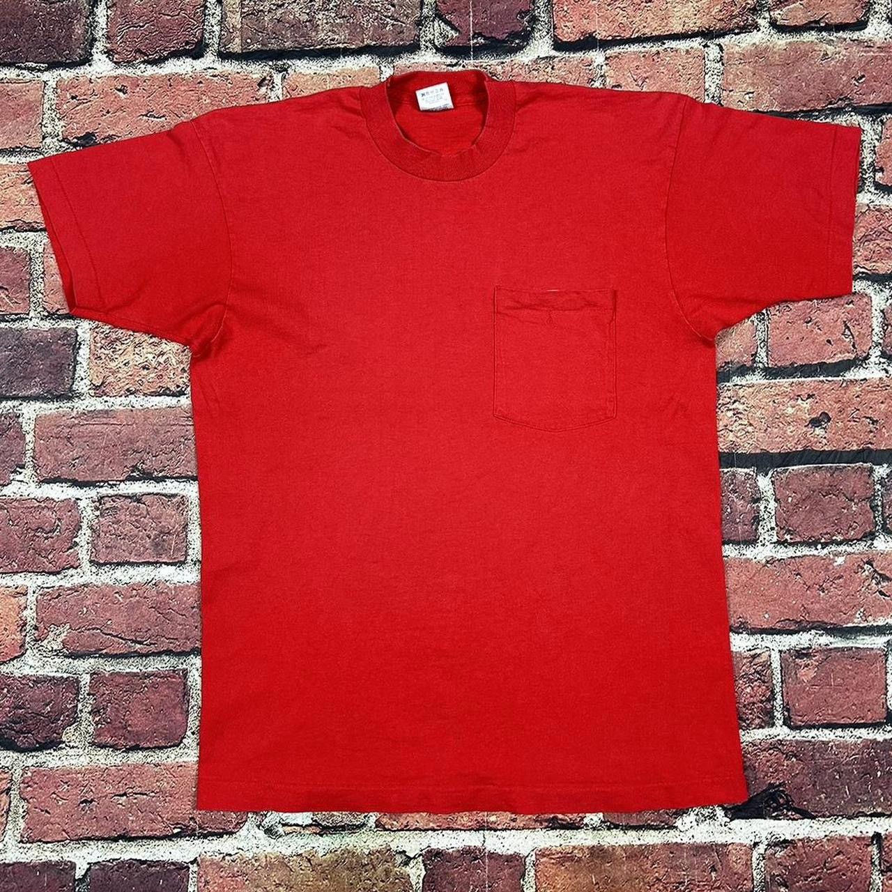Other Vintage BVD Blank Red Pocket T-Shirt Single Stitch USA 90s Size US L / EU 52-54 / 3 - 1 Thumbnail