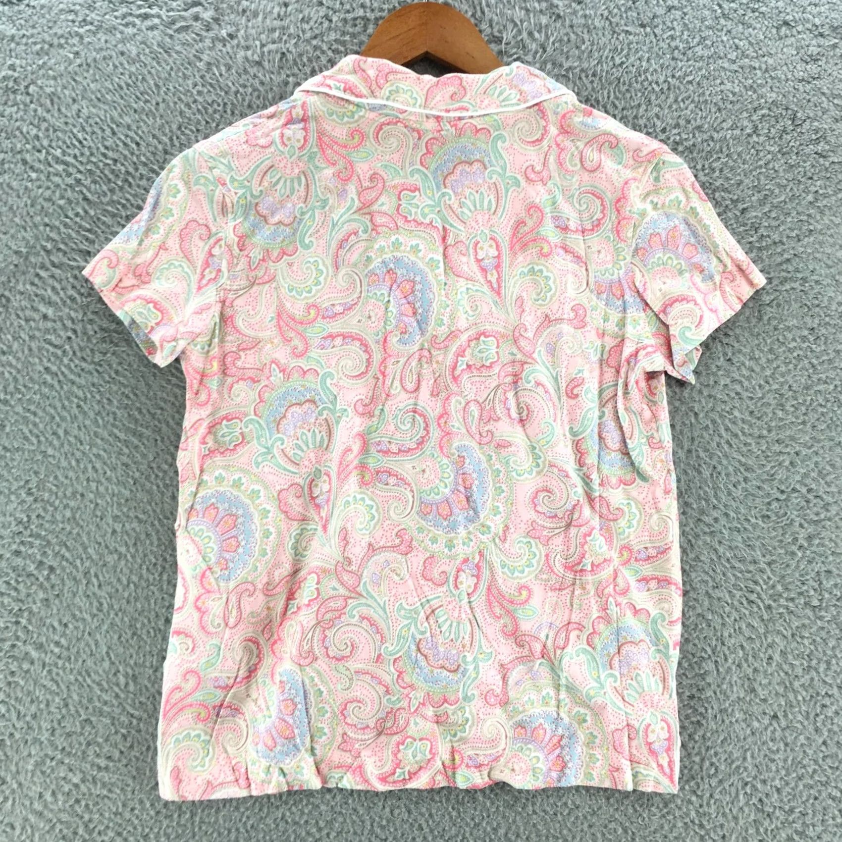 Ralph Lauren Lauren Ralph Lauren Womens XS Pink Paisley Button Up Shirt Short Sleeve Size XS / US 0-2 / IT 36-38 - 6 Thumbnail