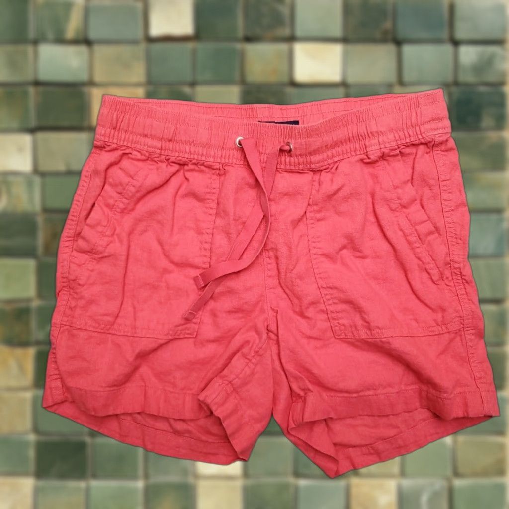 Nautica Nautica Shorts Womens Small Pink Linen Blend Elastic Waist Drawstring Comfort Size 28" / US 6 / IT 42 - 1 Thumbnail